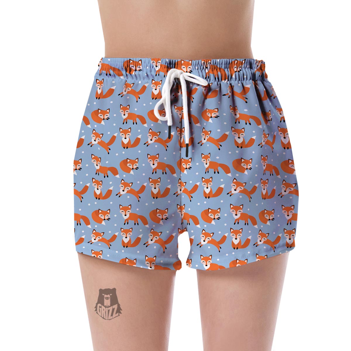 Fox Snow Pattern Print Women's Shorts-grizzshop