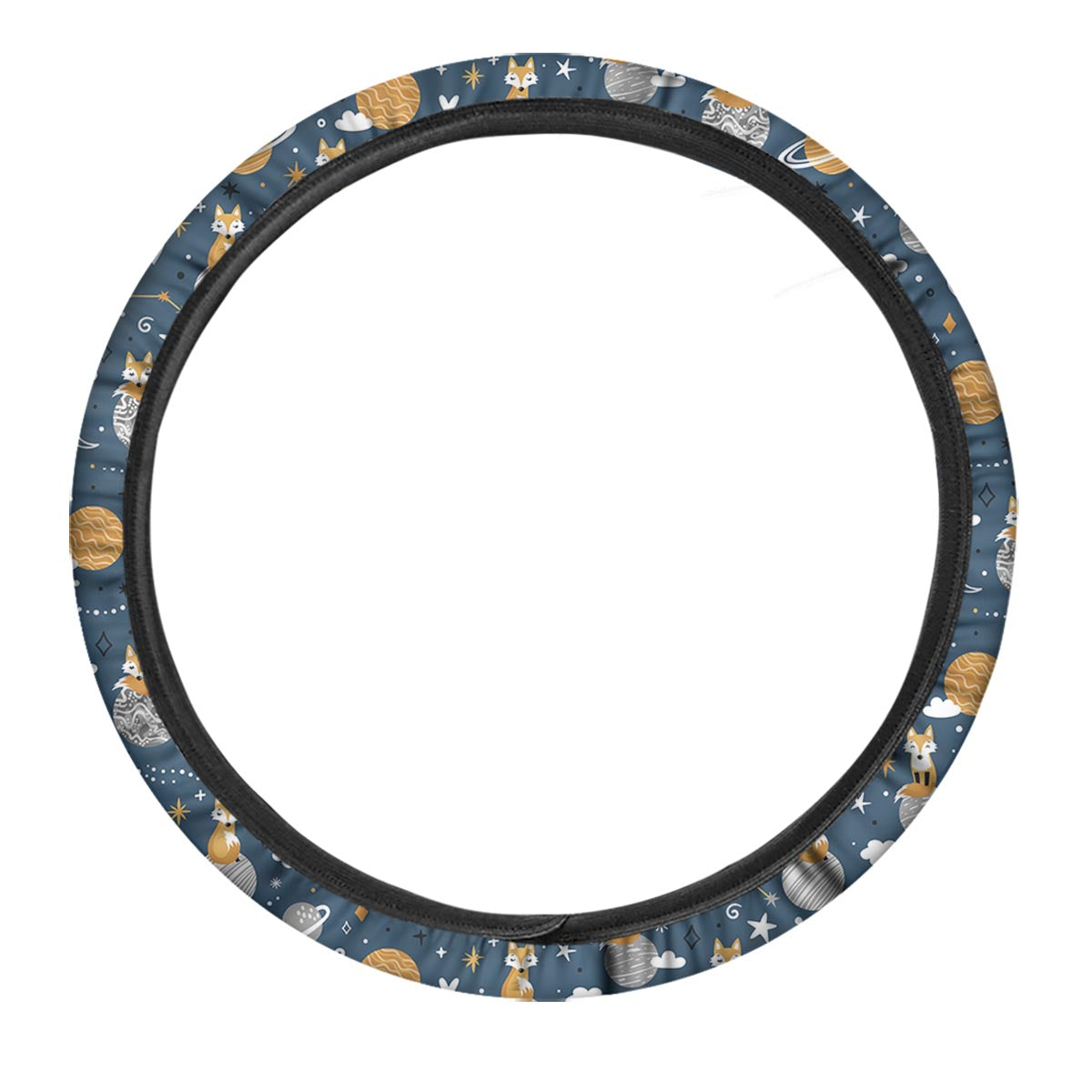 Fox Space Print Pattern Car Steering Wheel Cover-grizzshop