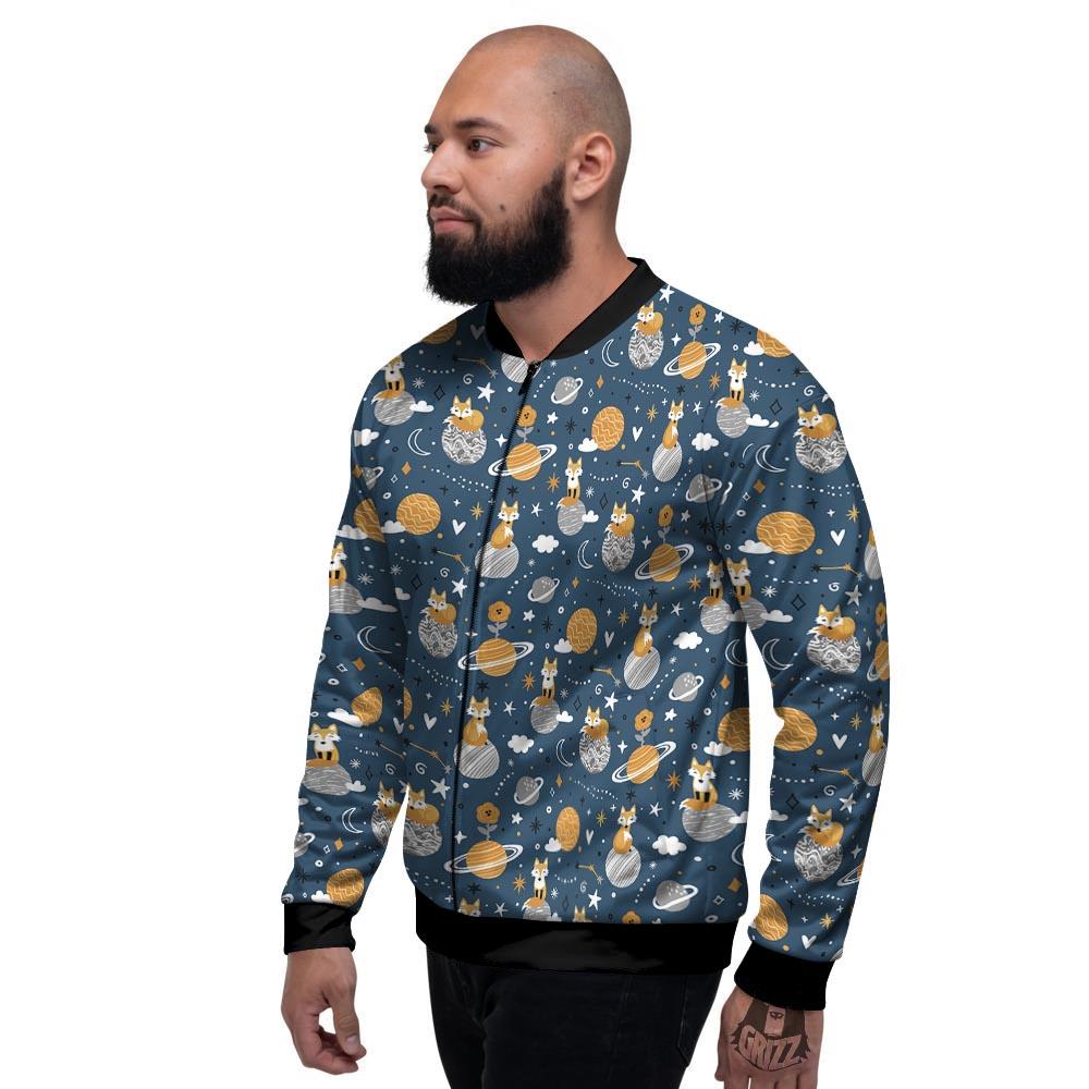 Fox Space Print Pattern Men's Bomber Jacket-grizzshop