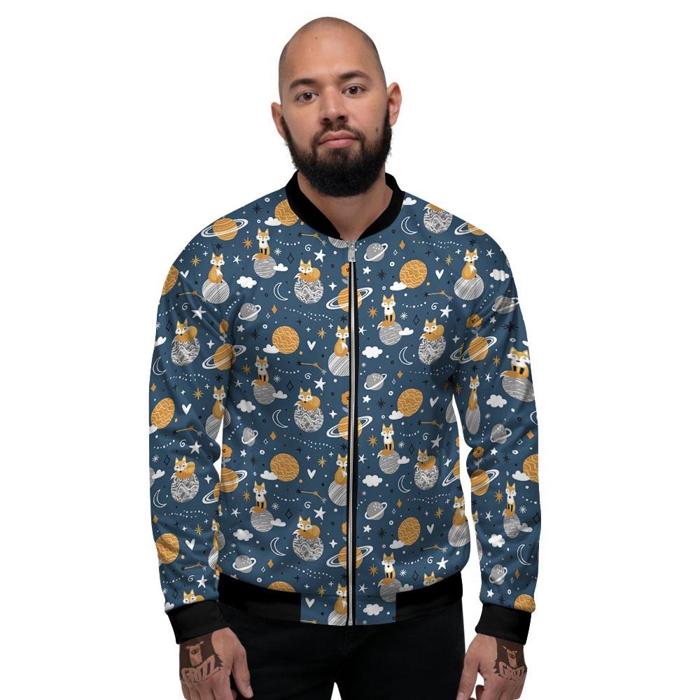 Fox Space Print Pattern Men's Bomber Jacket-grizzshop