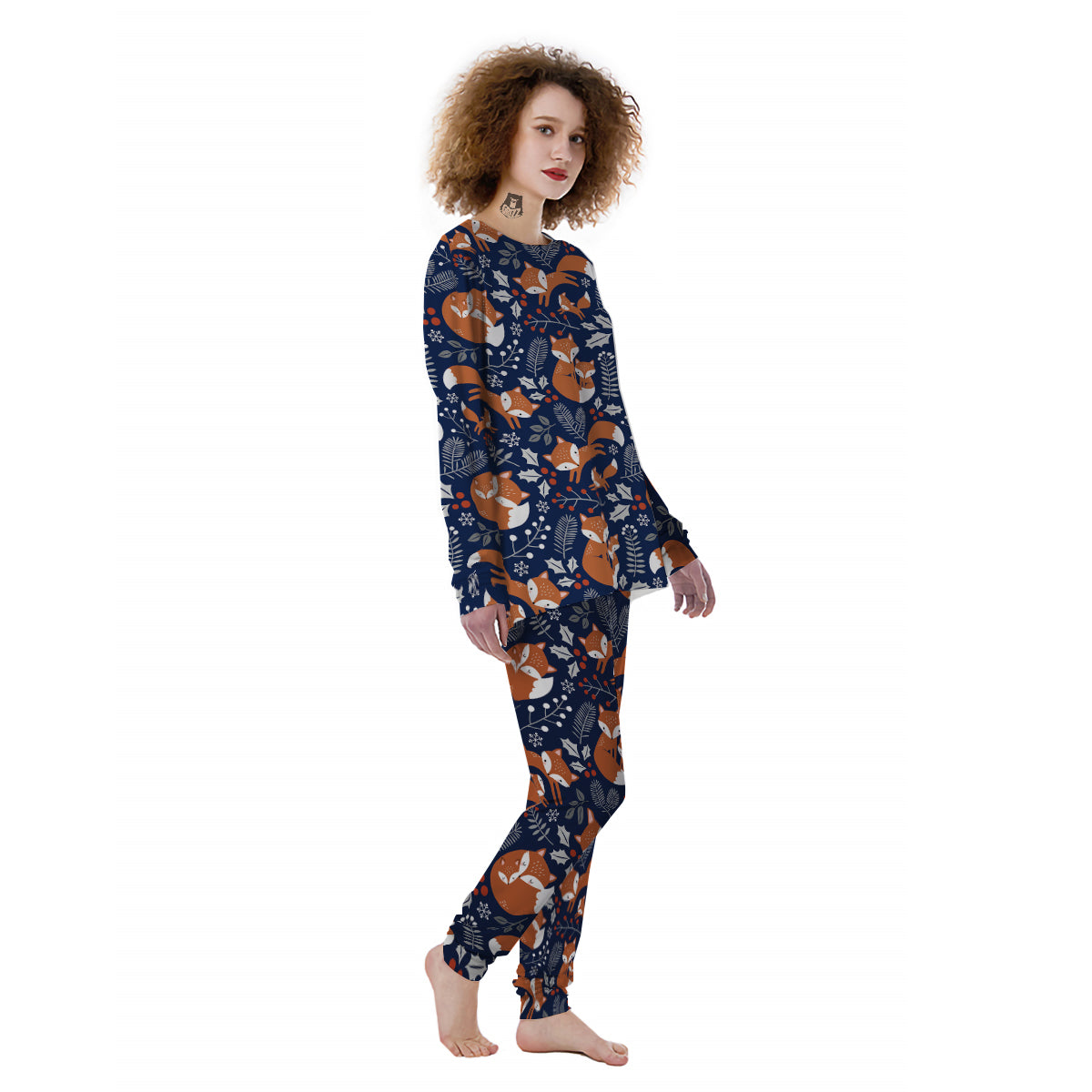 Fox Winter Print Pattern Women's Pajamas-grizzshop
