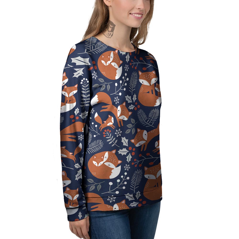 Fox Winter Print Pattern Women's Sweatshirt-grizzshop
