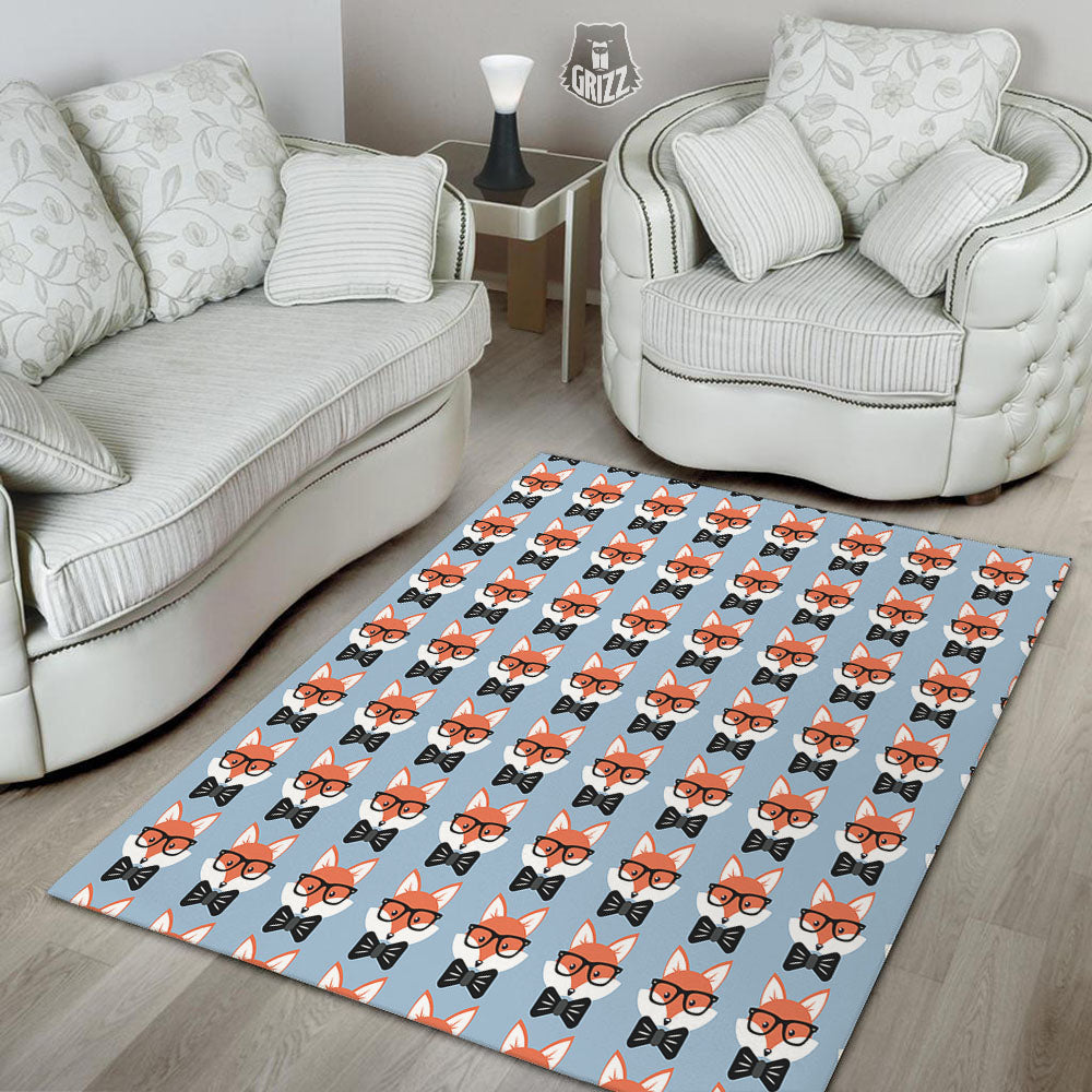 Fox With Glasses Print Pattern Floor Mat-grizzshop