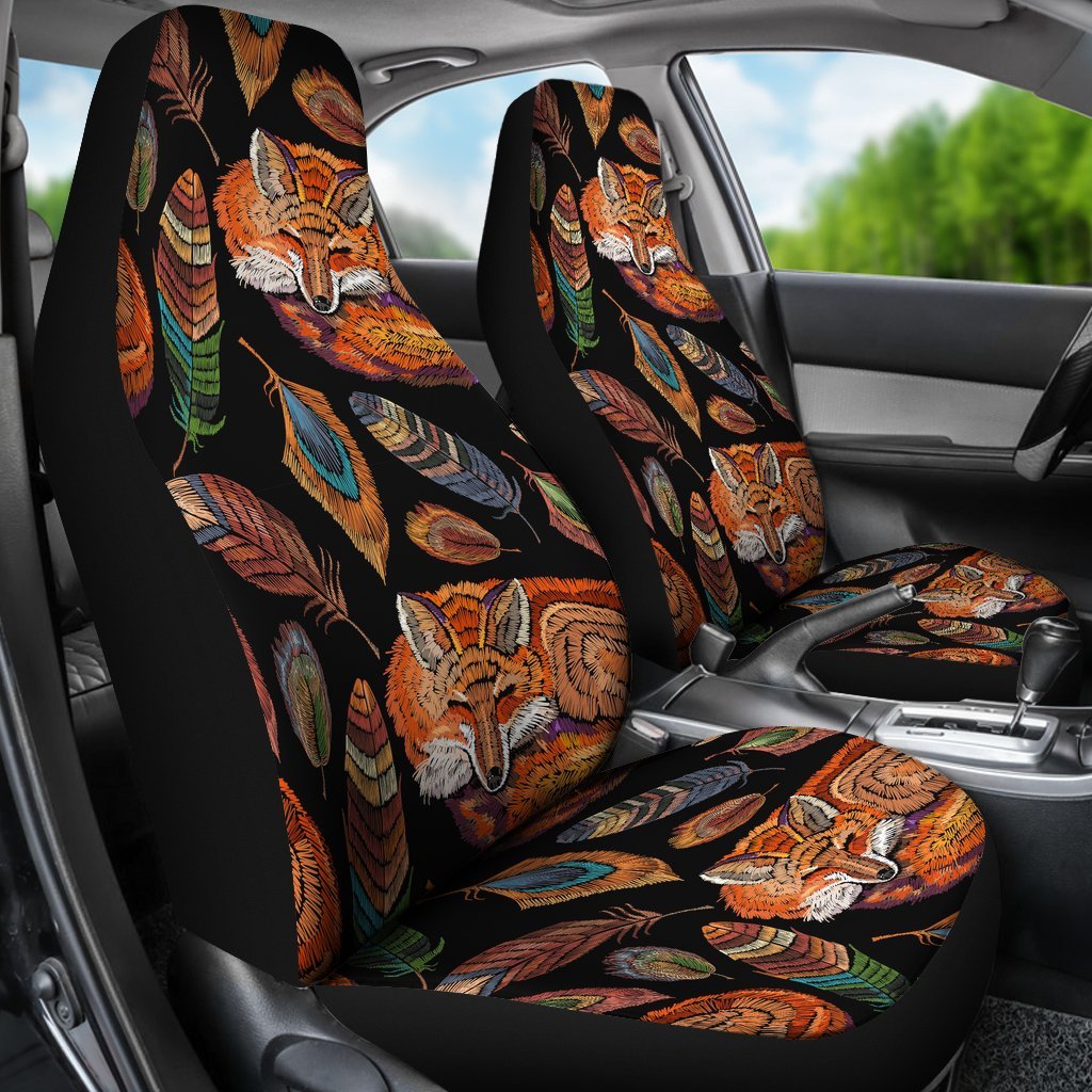 Fox Feather Pattern Print Universal Fit Car Seat Cover-grizzshop