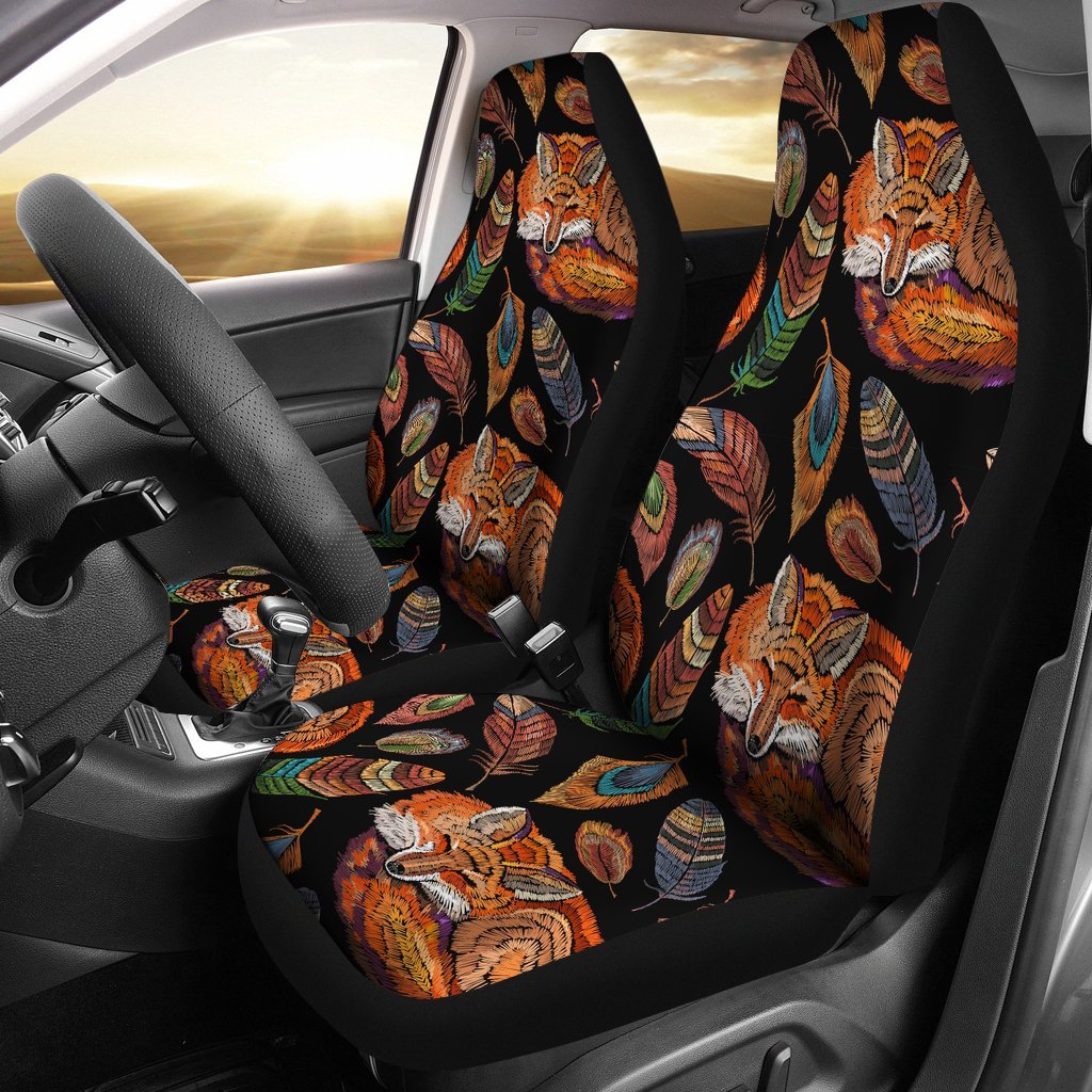Fox Feather Pattern Print Universal Fit Car Seat Cover-grizzshop