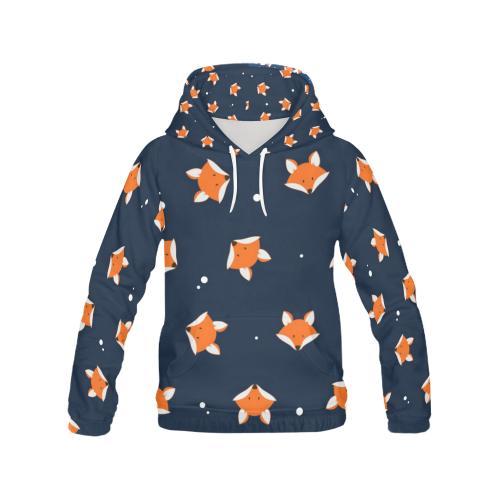 Fox Pattern Print Women Pullover Hoodie-grizzshop
