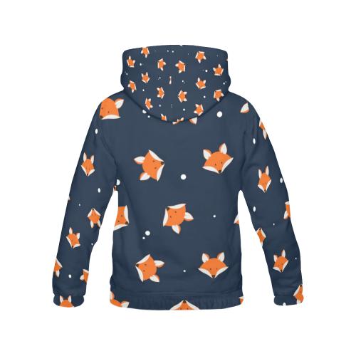 Fox Pattern Print Women Pullover Hoodie-grizzshop