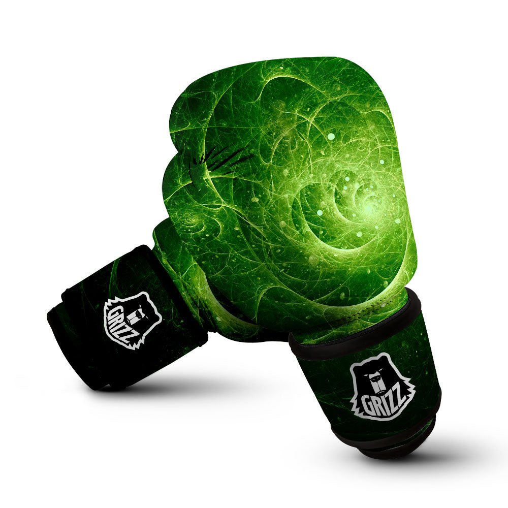 Fractal Green Print Boxing Gloves-grizzshop