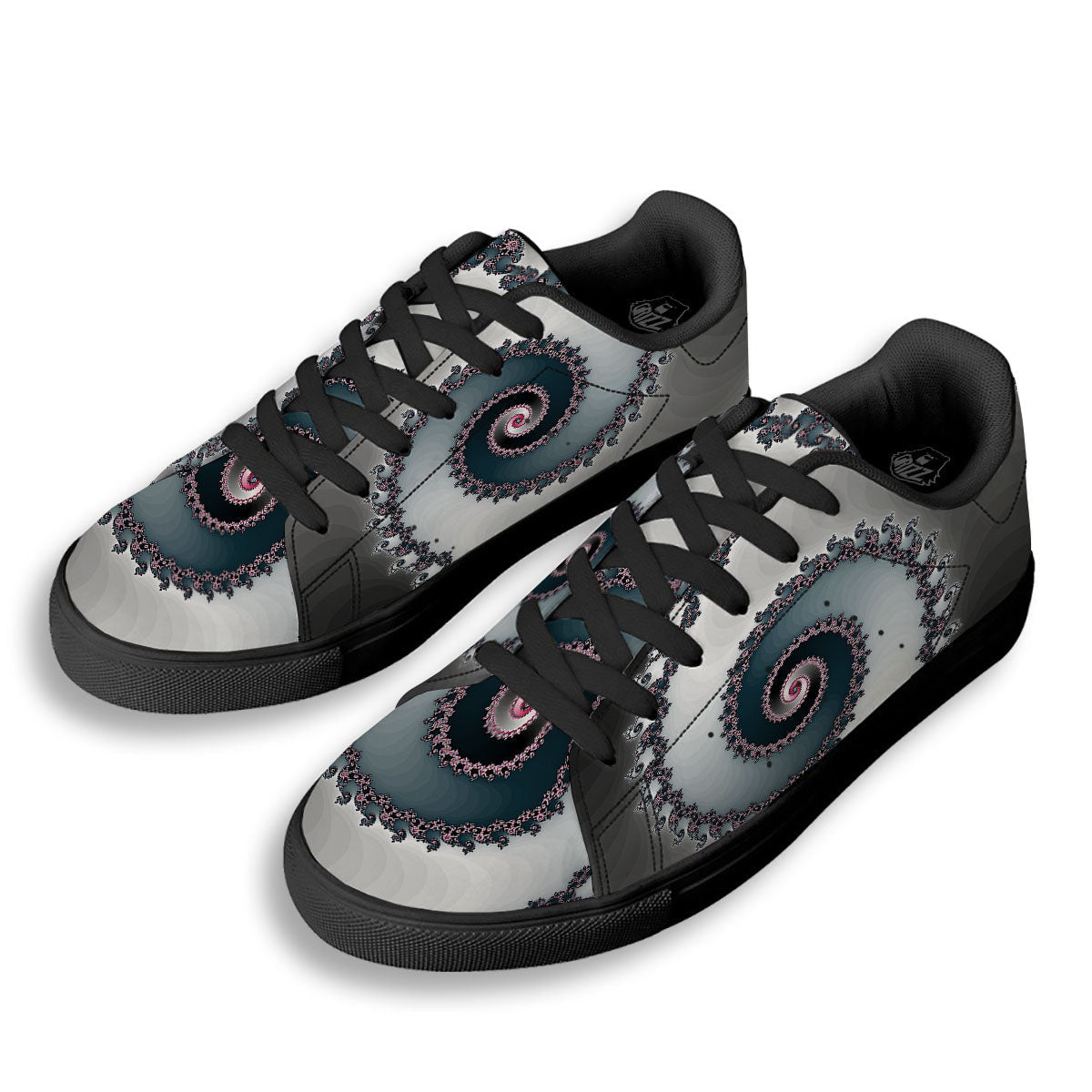 Fractal Infinite Print Black Low Top Sneakers-grizzshop