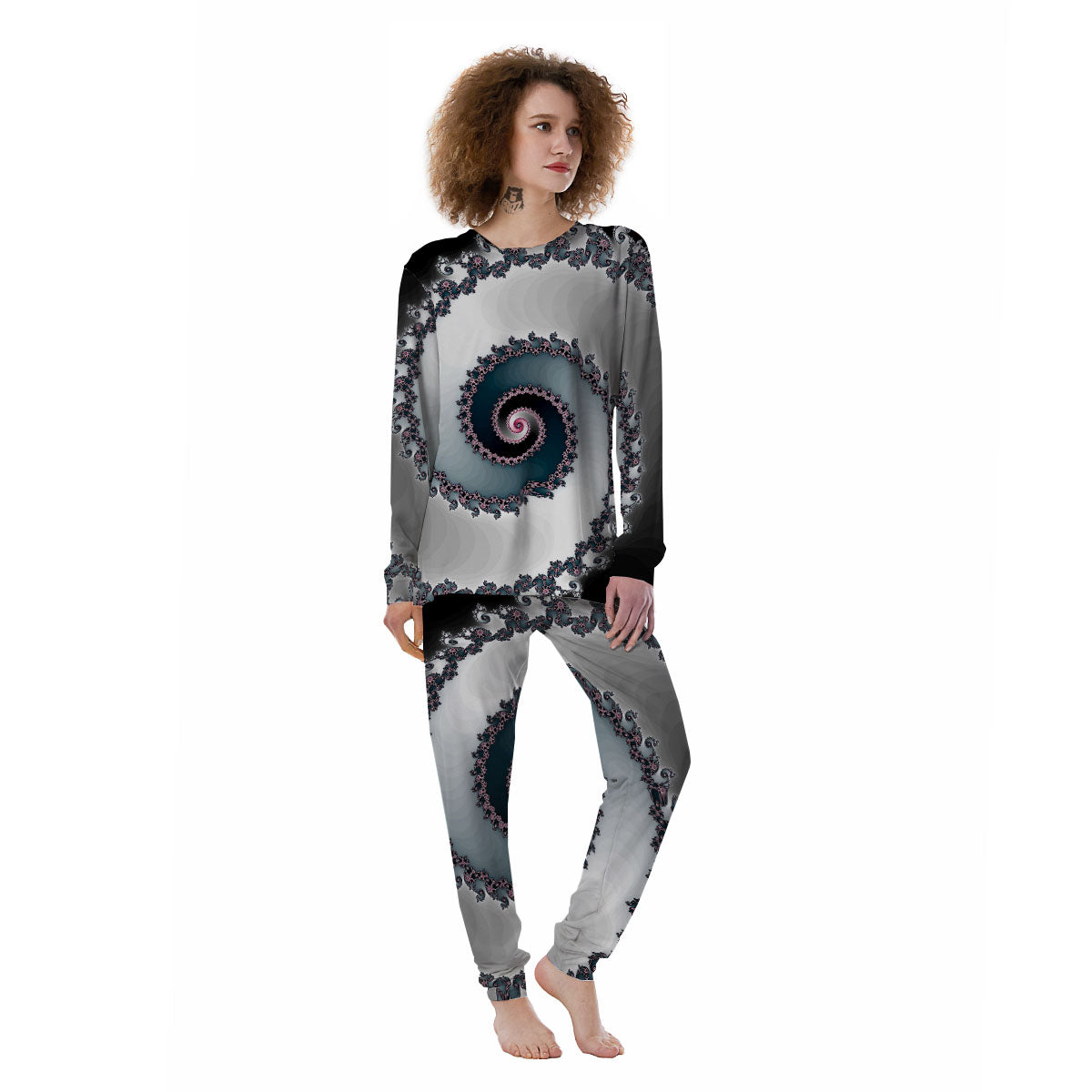 Fractal Infinite Print Women's Pajamas-grizzshop