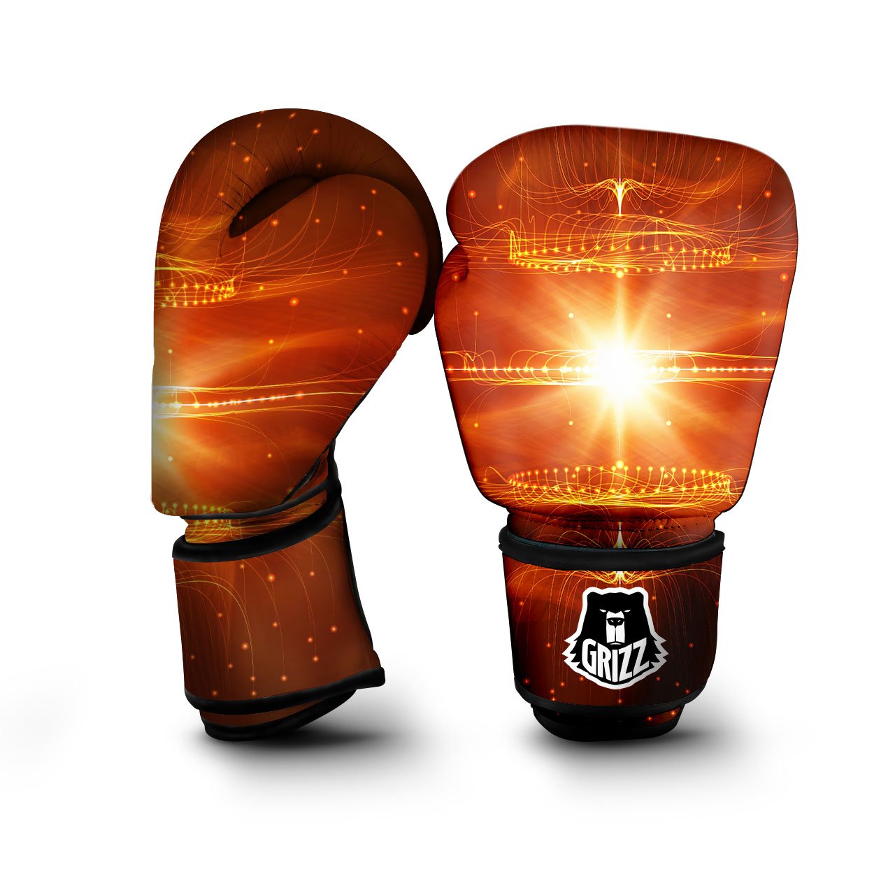 Fractal Light Print Boxing Gloves-grizzshop