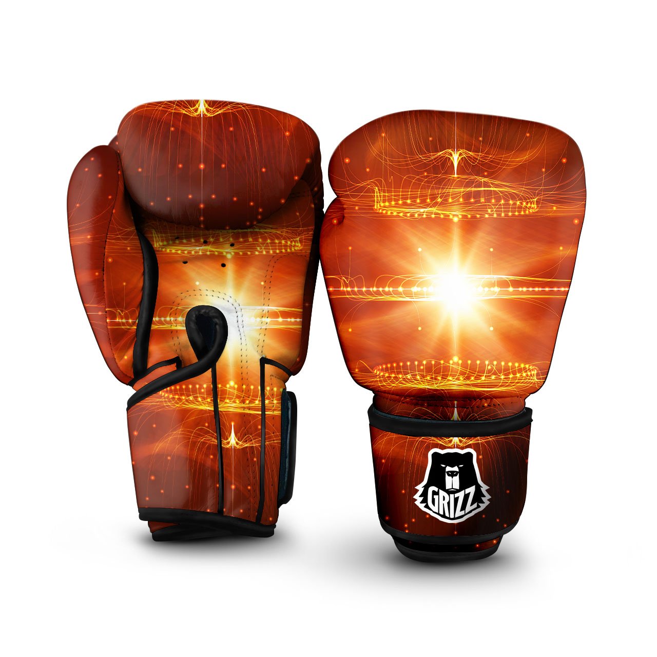 Fractal Light Print Boxing Gloves-grizzshop