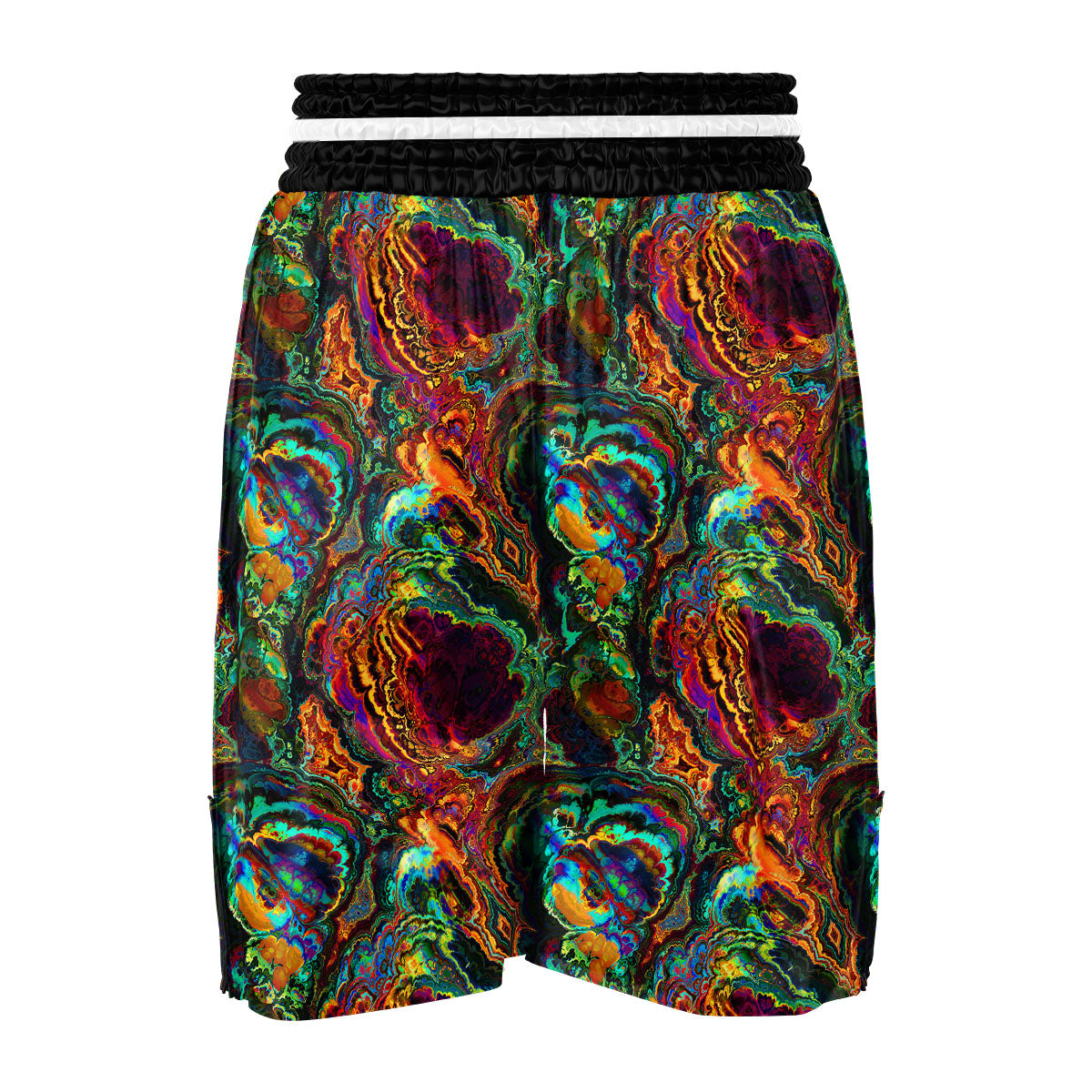 Fractal Psychedelic Print Pattern Boxing Shorts-grizzshop