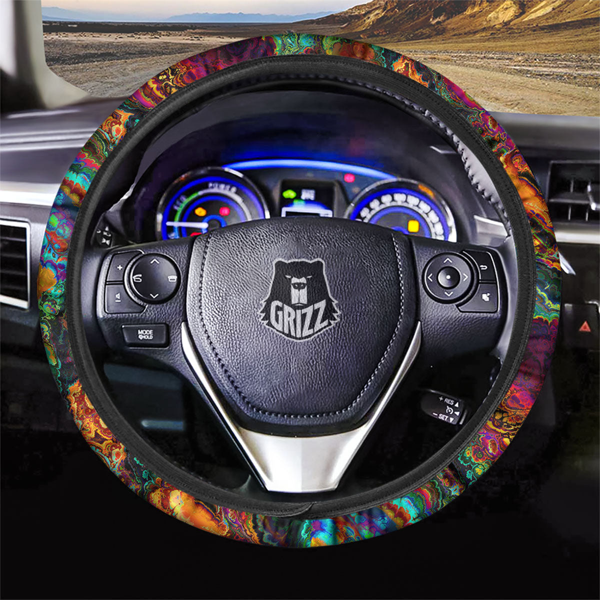 Fractal Psychedelic Print Pattern Car Steering Wheel Cover-grizzshop