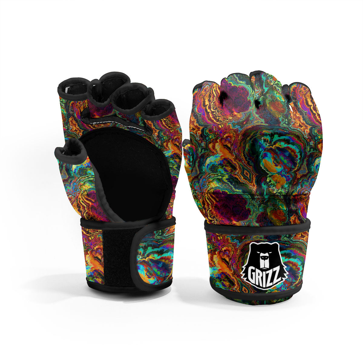 Fractal Psychedelic Print Pattern MMA Gloves-grizzshop