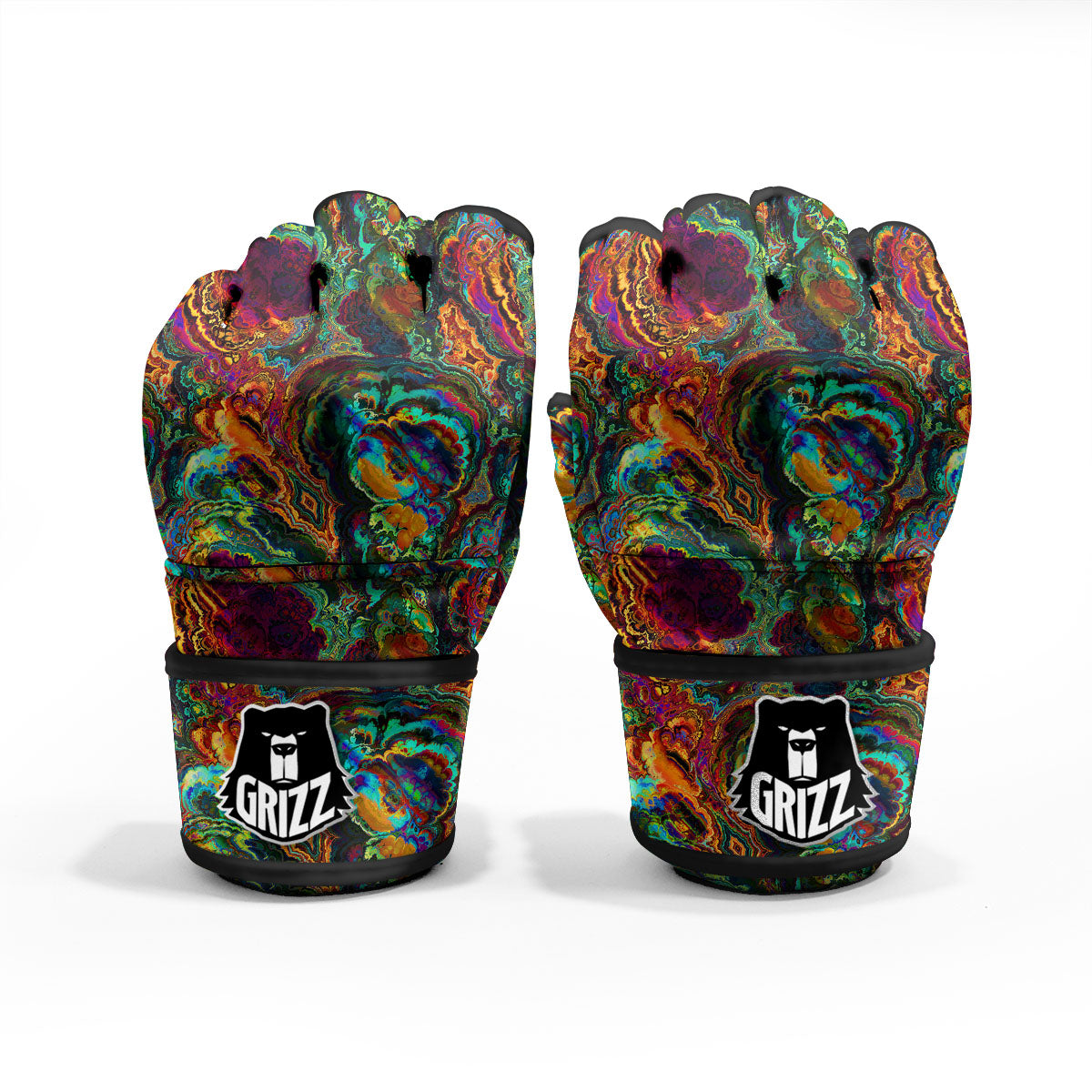 Fractal Psychedelic Print Pattern MMA Gloves-grizzshop