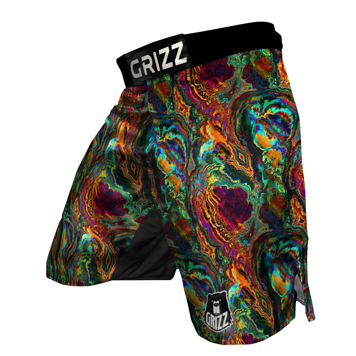 Fractal Psychedelic Print Pattern MMA Shorts-grizzshop
