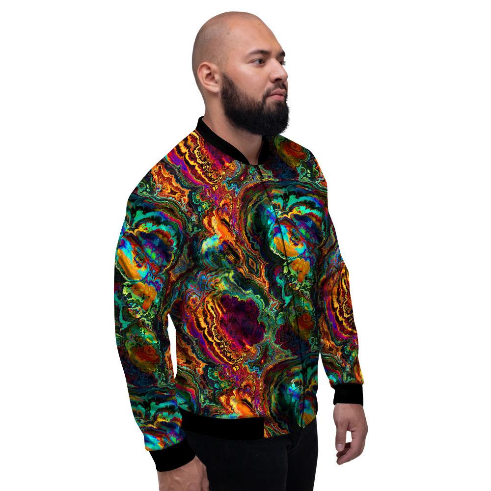 Fractal Psychedelic Print Pattern Men's Bomber Jacket-grizzshop