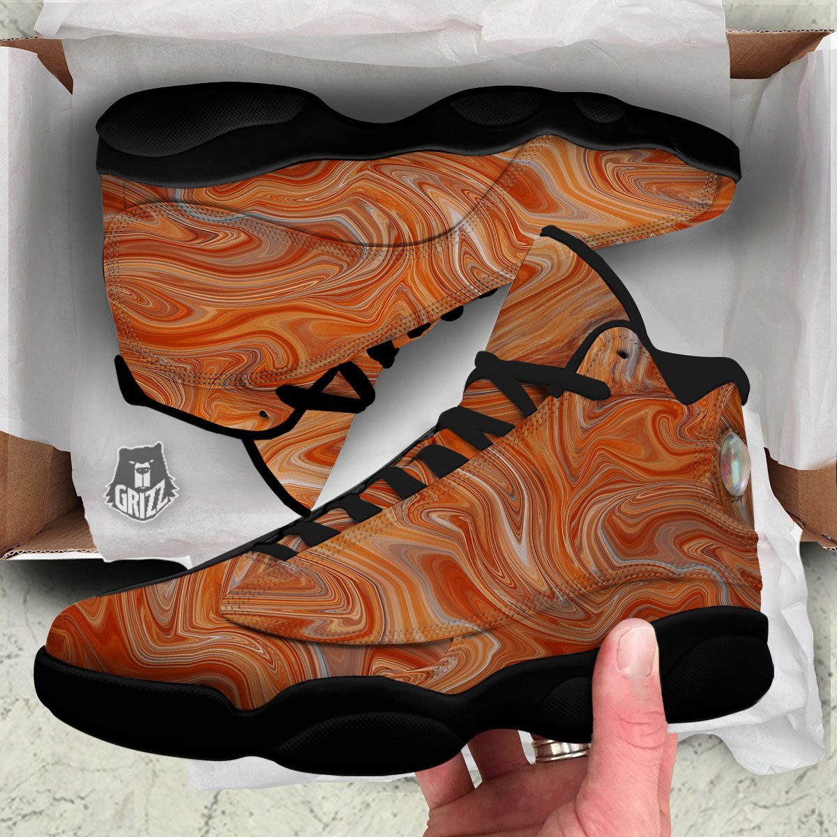 Fractal Psychedelic Trippy Print Black Basketball Shoes-grizzshop