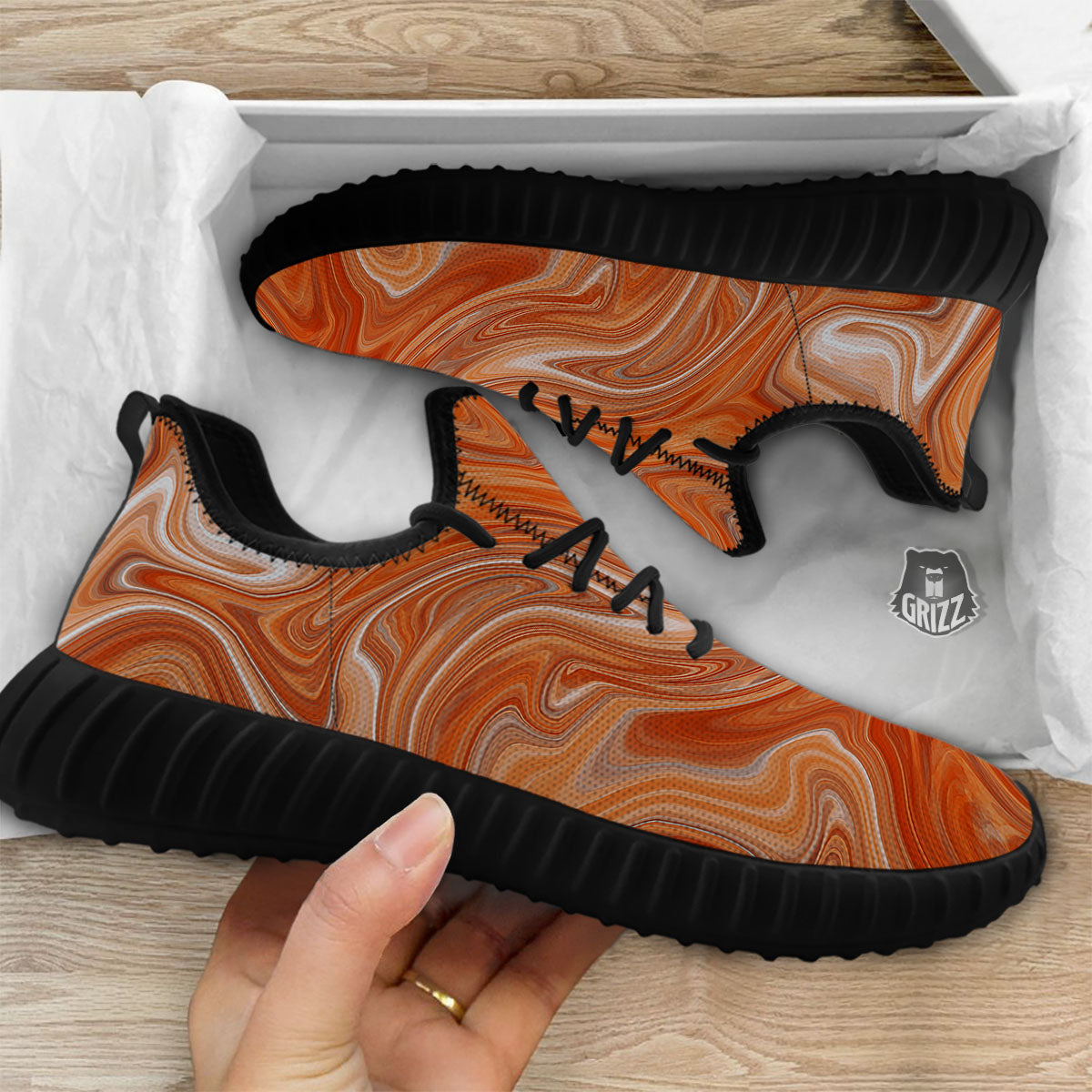 Fractal Psychedelic Trippy Print Black Walking Shoes-grizzshop