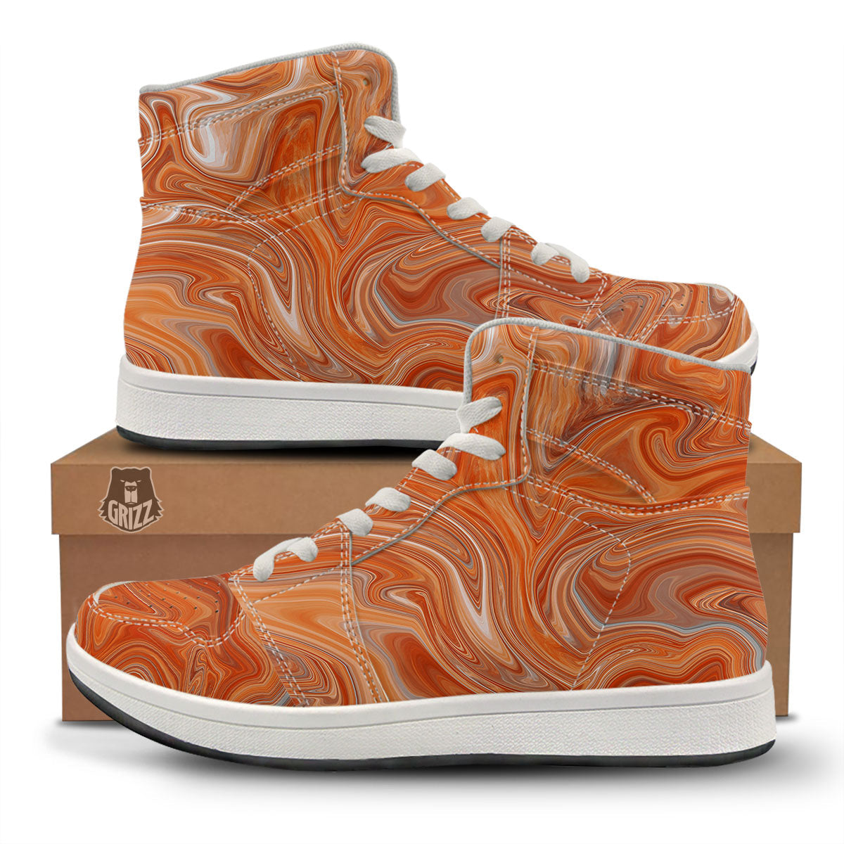 Fractal Psychedelic Trippy Print High Top Sneakers-grizzshop