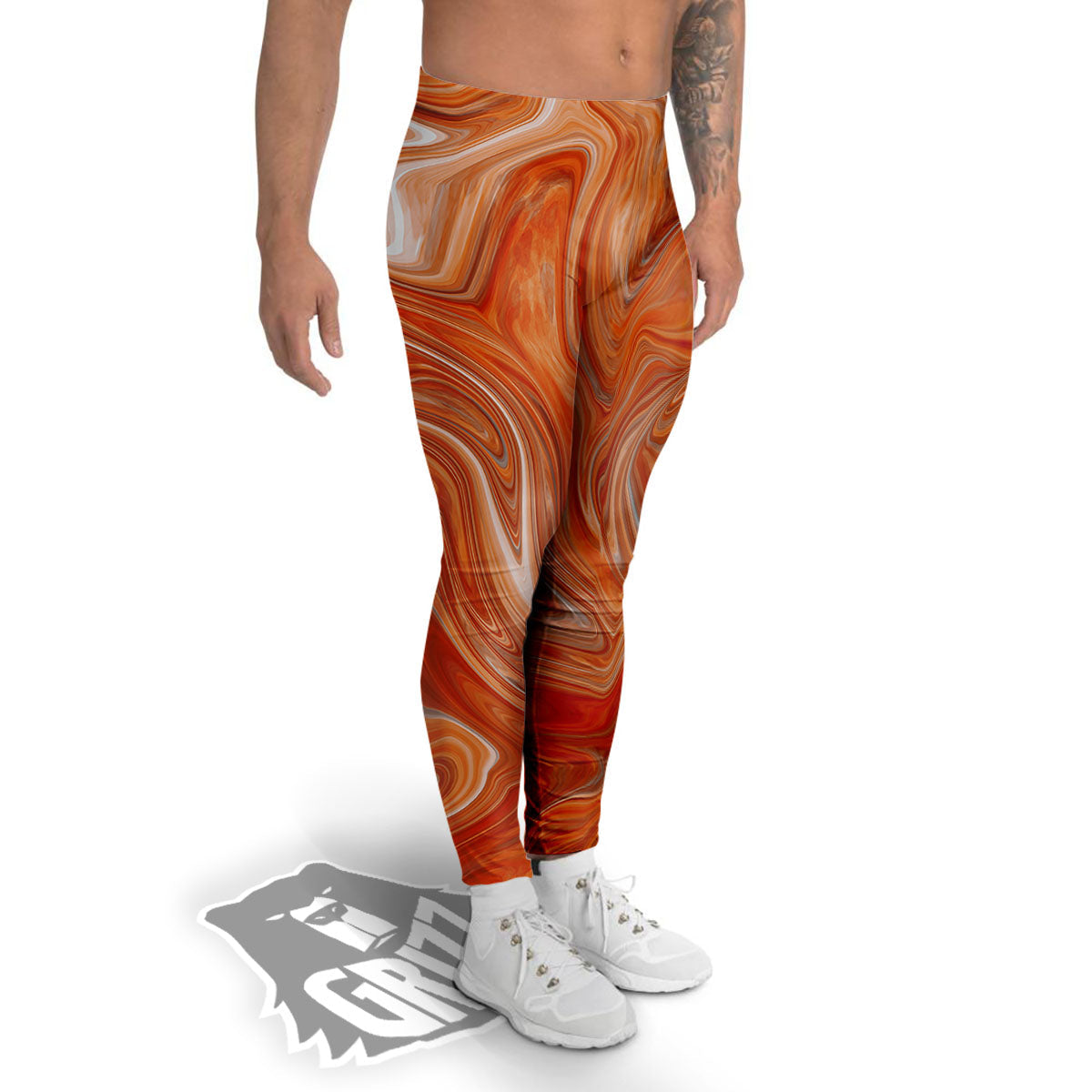 Fractal Psychedelic Trippy Print Men's Leggings-grizzshop