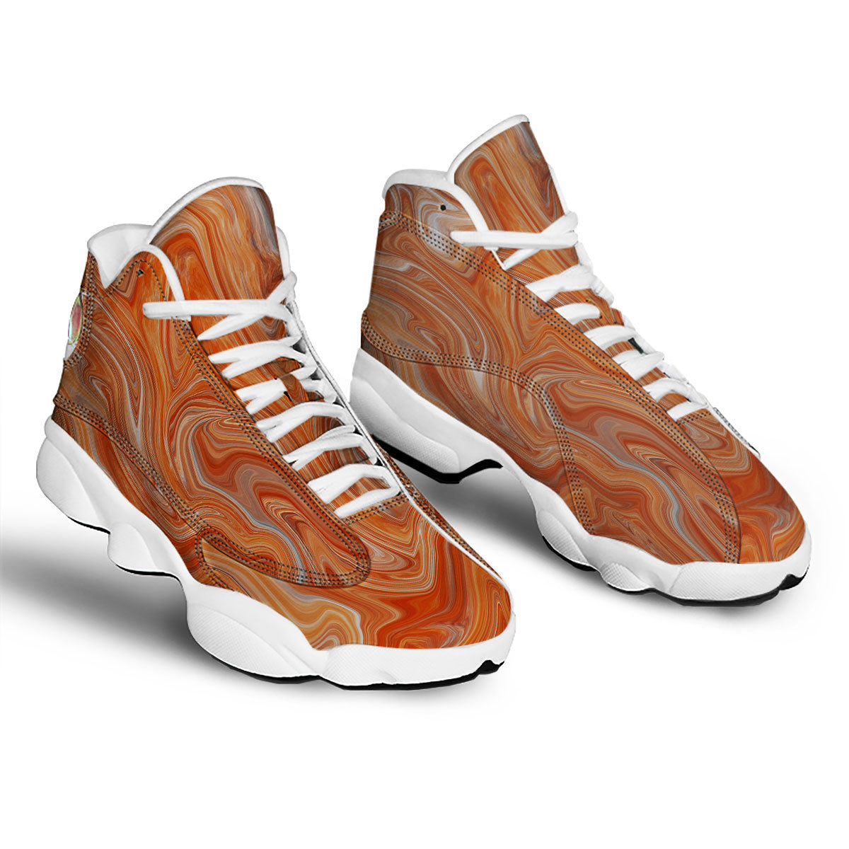 Fractal Psychedelic Trippy Print White Basketball Shoes-grizzshop