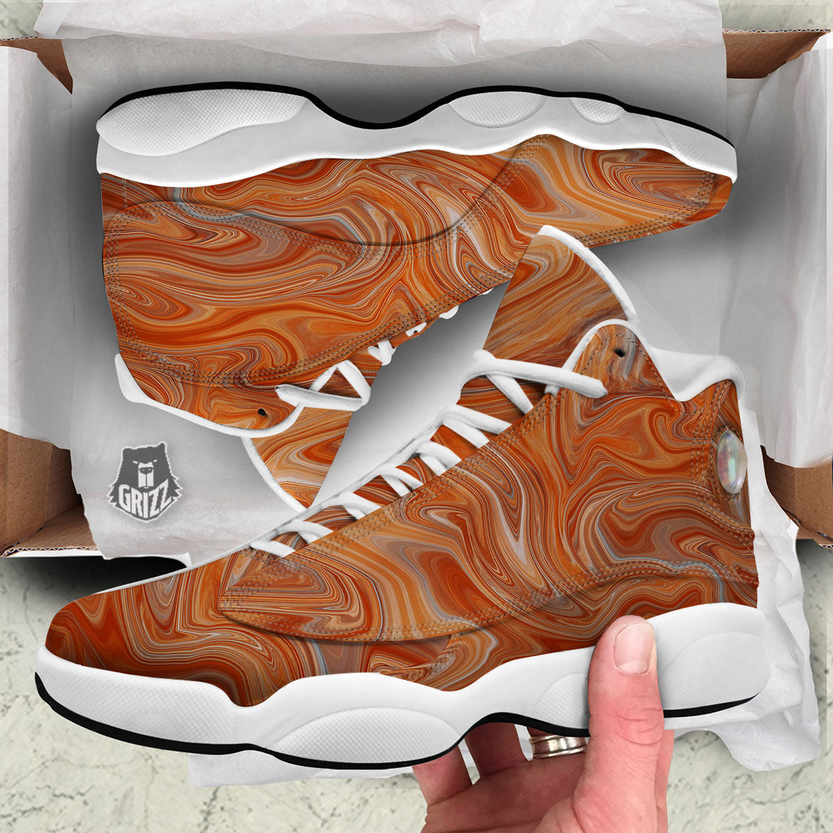 Fractal Psychedelic Trippy Print White Basketball Shoes-grizzshop