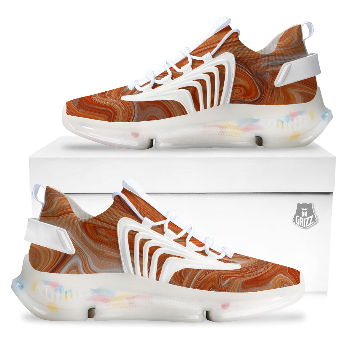 Fractal Psychedelic Trippy Print White Gym Shoes-grizzshop