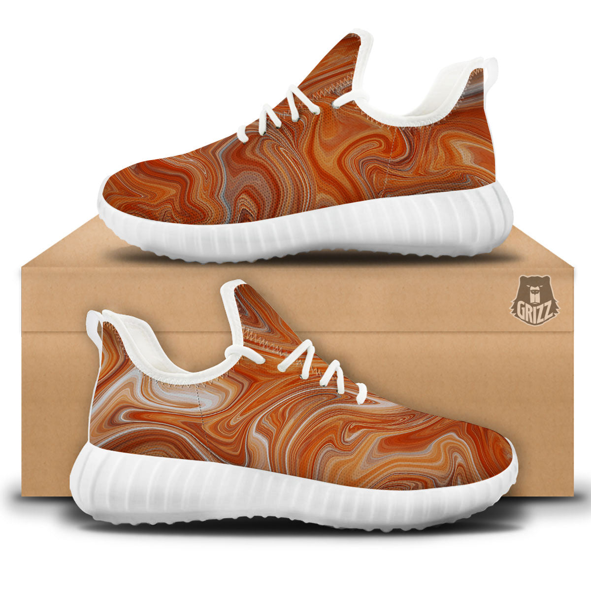 Fractal Psychedelic Trippy Print White Walking Shoes-grizzshop