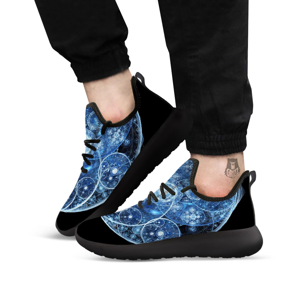 Fractal Steampunk Print Black Athletic Shoes-grizzshop