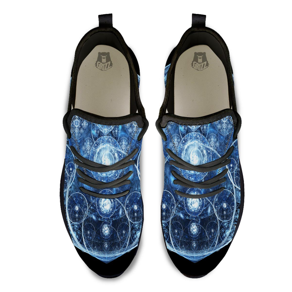 Fractal Steampunk Print Black Athletic Shoes-grizzshop
