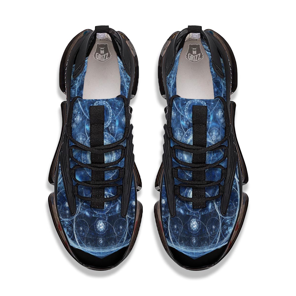 Fractal Steampunk Print Black Gym Shoes-grizzshop