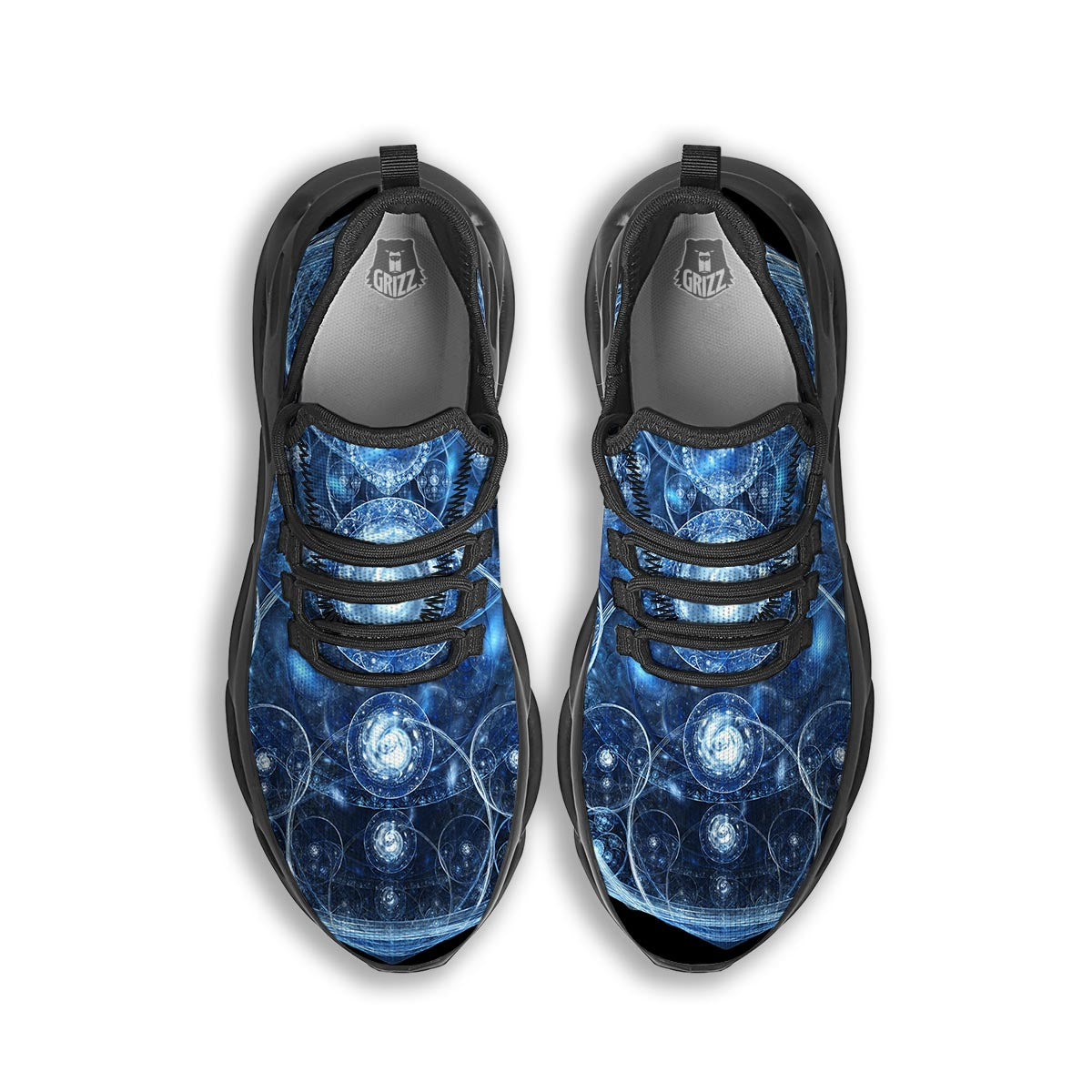 Fractal Steampunk Print Black Running Shoes-grizzshop