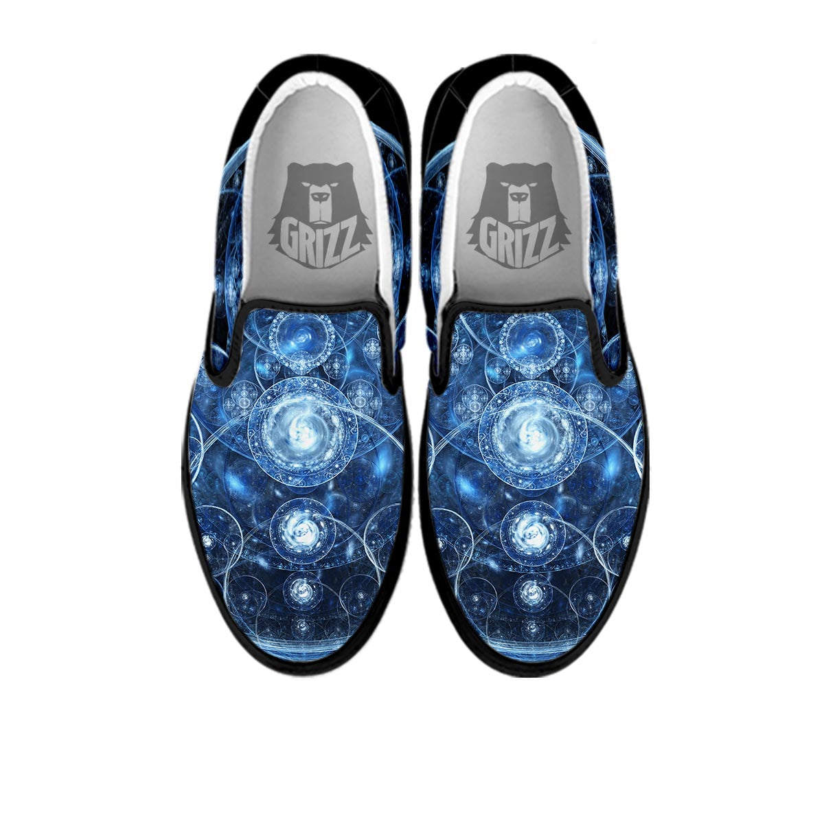Fractal Steampunk Print Black Slip On Shoes-grizzshop