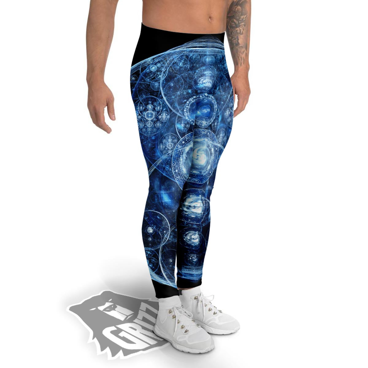 Fractal Steampunk Print Men's Leggings-grizzshop