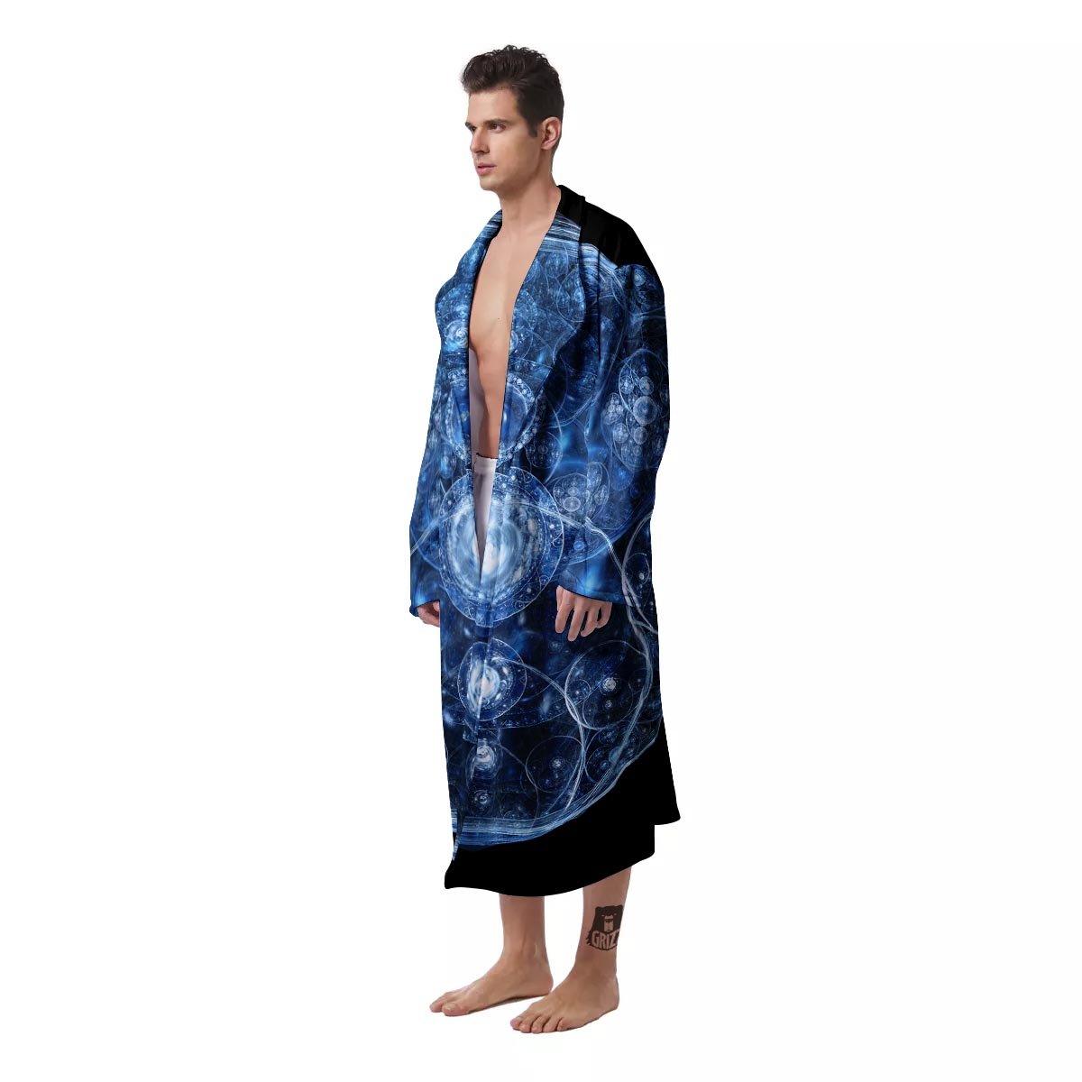 Fractal Steampunk Print Men's Robe-grizzshop