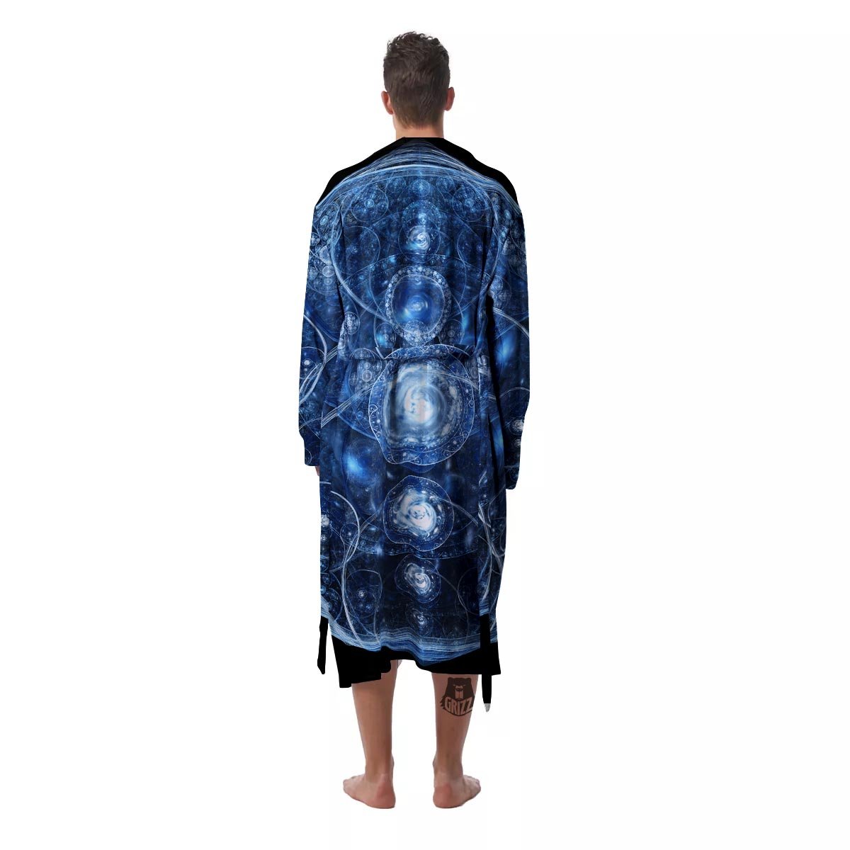 Fractal Steampunk Print Men's Robe-grizzshop