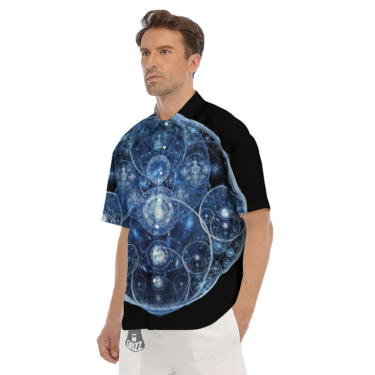 Fractal Steampunk Print Men's Short Sleeve Shirts-grizzshop