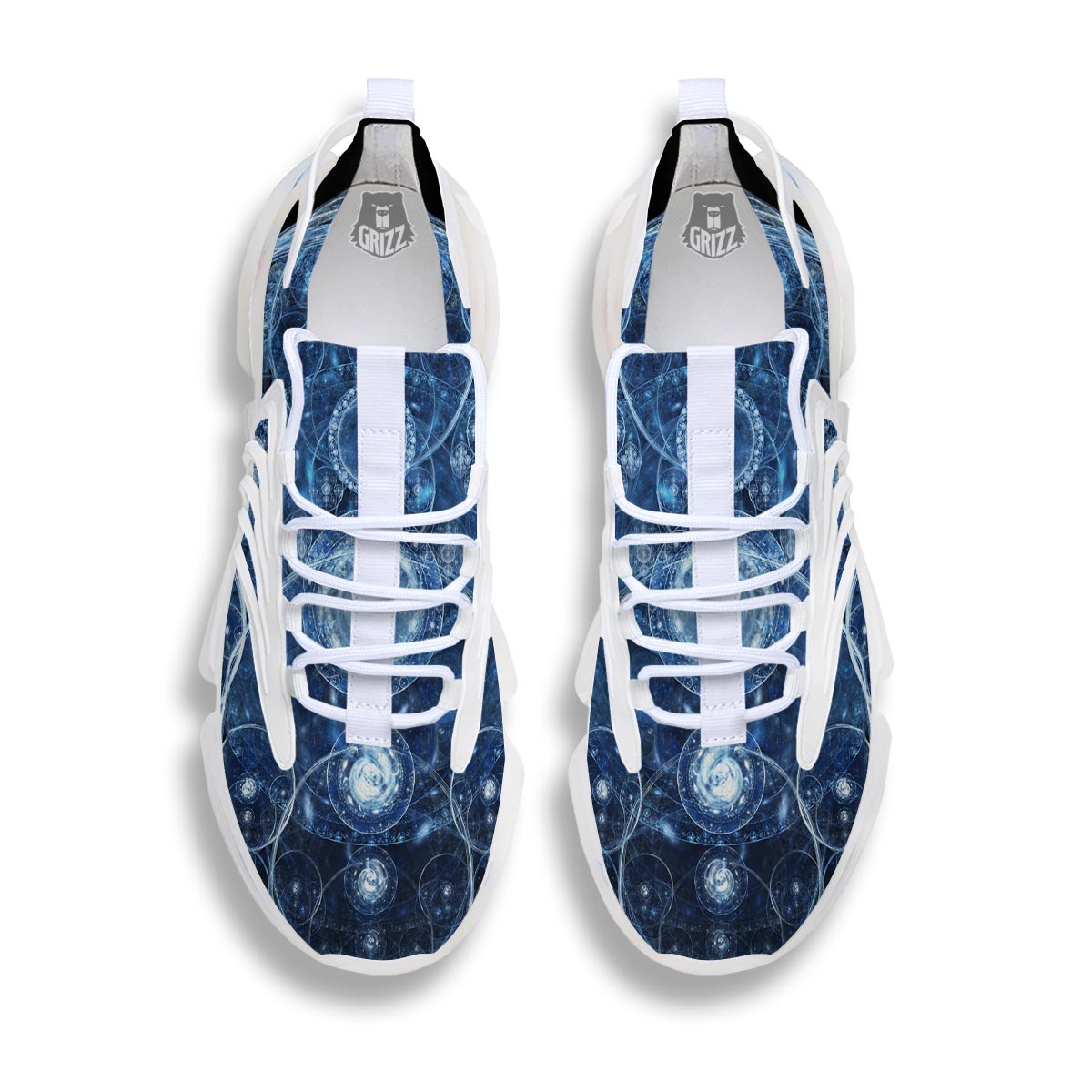 Fractal Steampunk Print White Gym Shoes-grizzshop