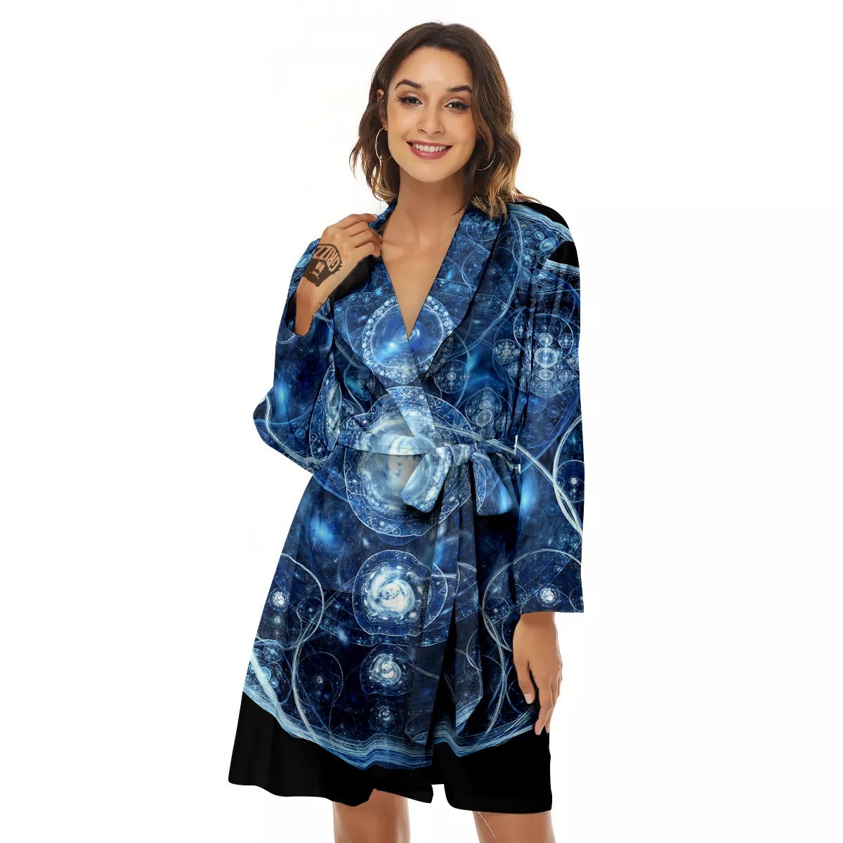 Fractal Steampunk Print Women's Robe-grizzshop