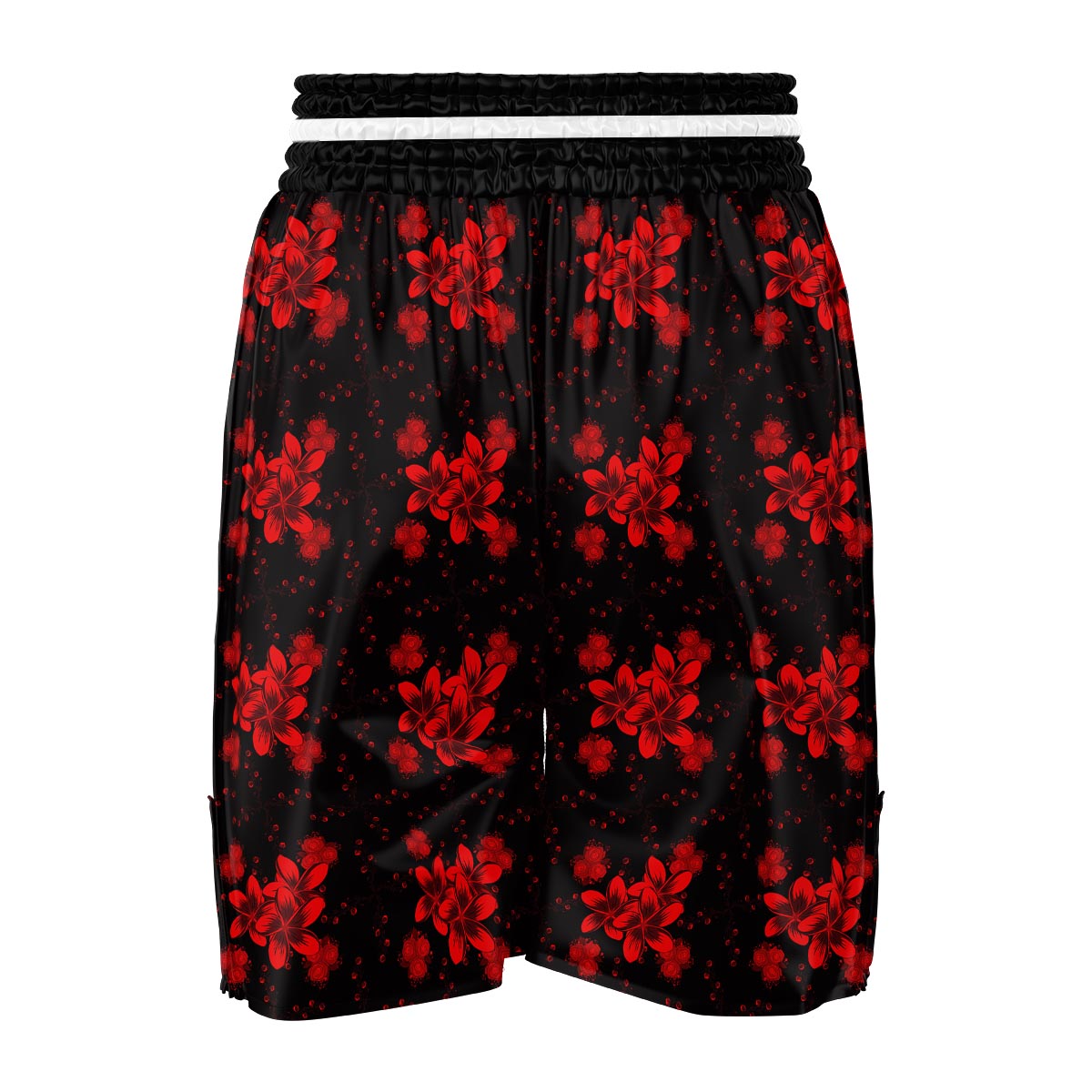 Frangipani Black And Red Print Pattern Boxing Shorts-grizzshop