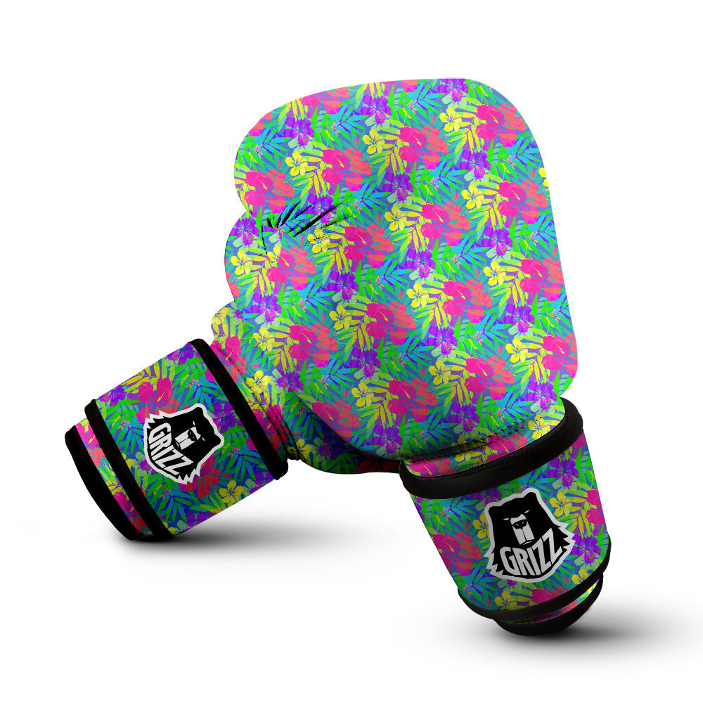 Frangipani Colorful Print Pattern Boxing Gloves-grizzshop