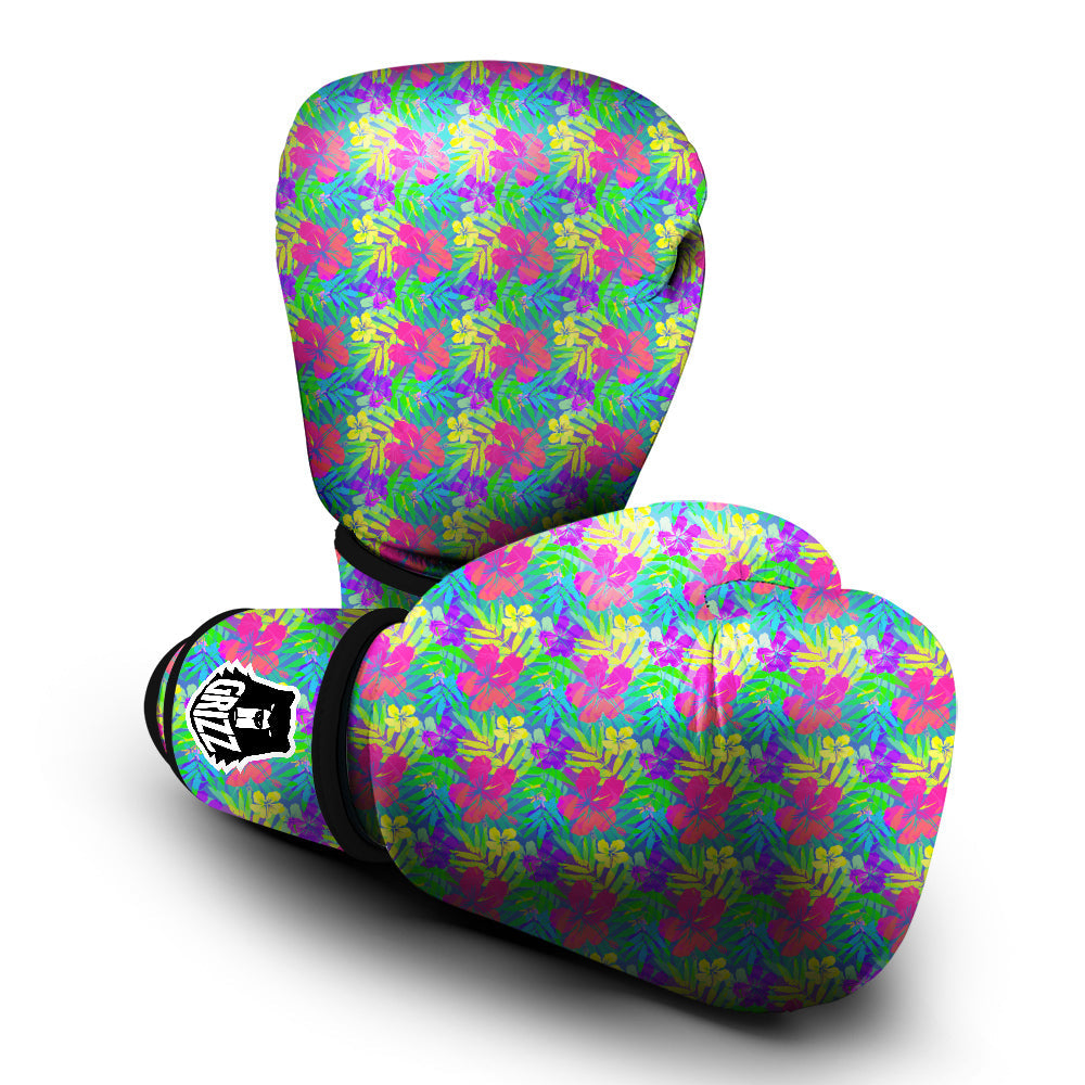 Frangipani Colorful Print Pattern Boxing Gloves-grizzshop