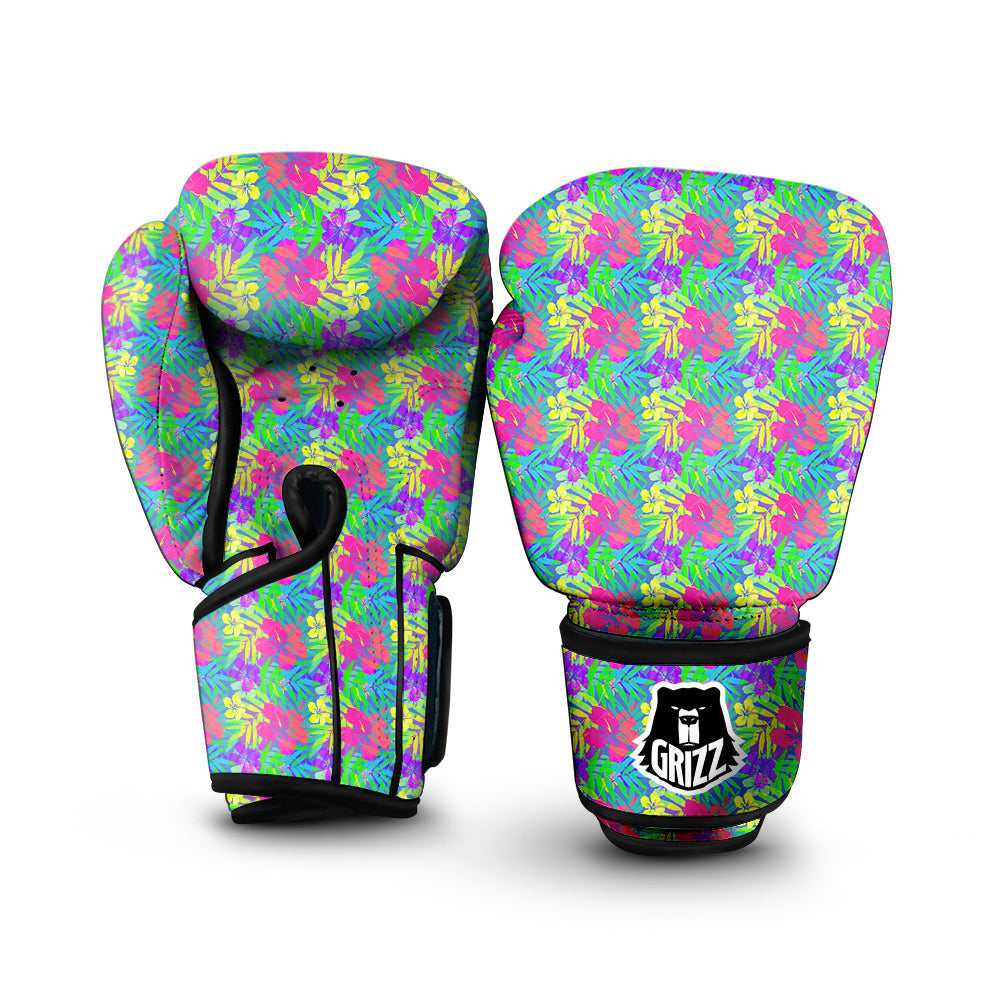 Frangipani Colorful Print Pattern Boxing Gloves-grizzshop