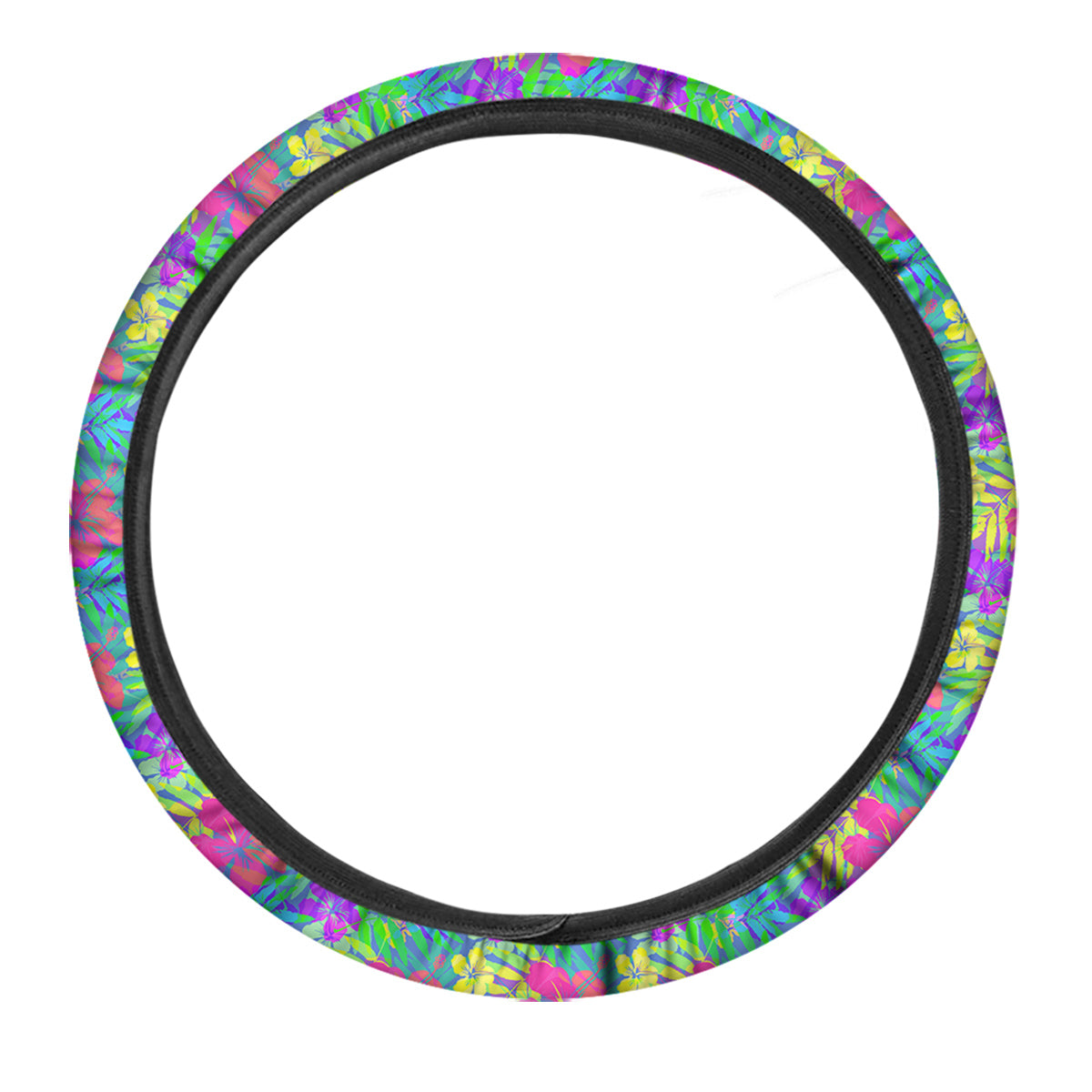 Frangipani Colorful Print Pattern Car Steering Wheel Cover-grizzshop
