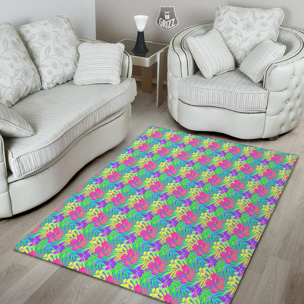 Frangipani Colorful Print Pattern Floor Mat-grizzshop