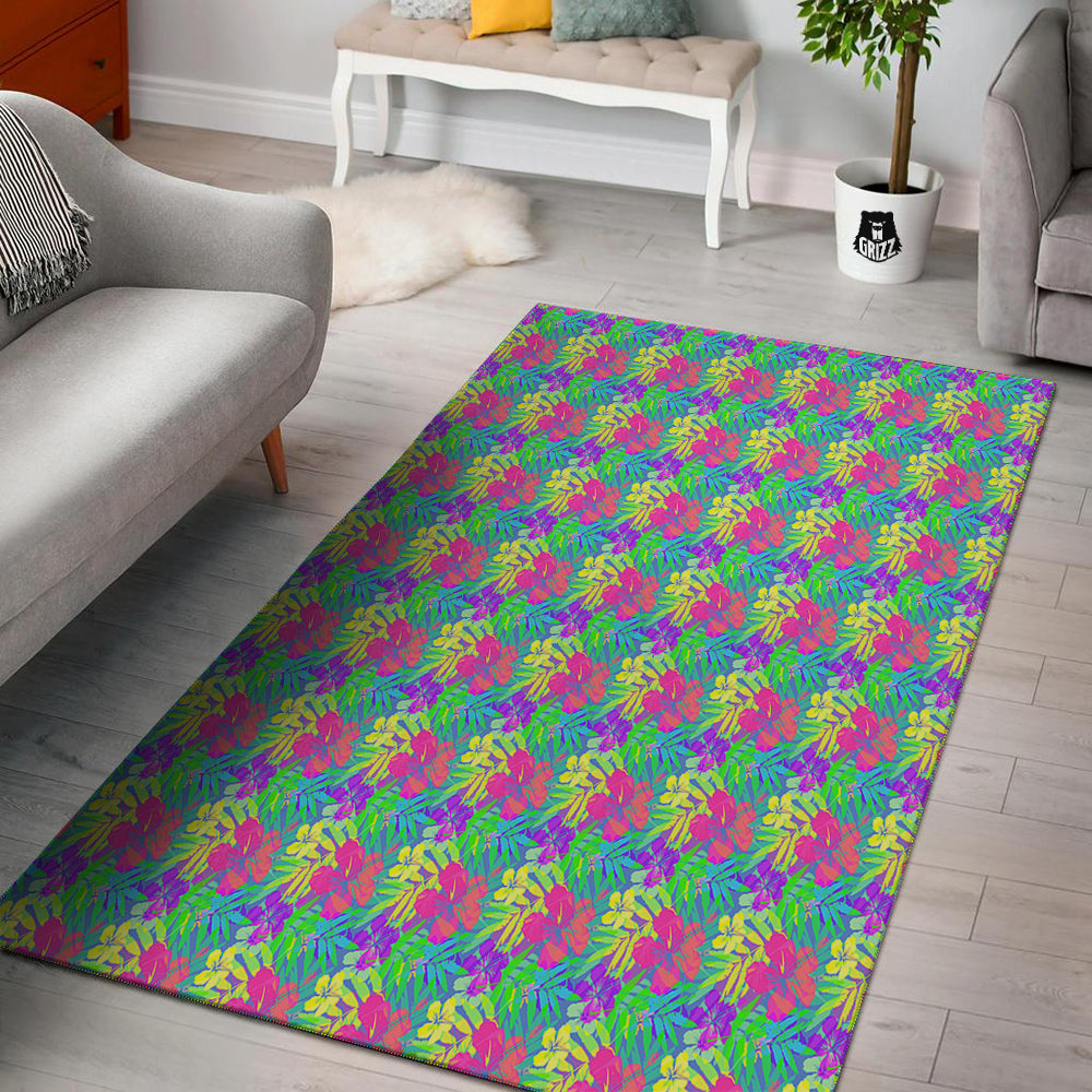 Frangipani Colorful Print Pattern Floor Mat-grizzshop