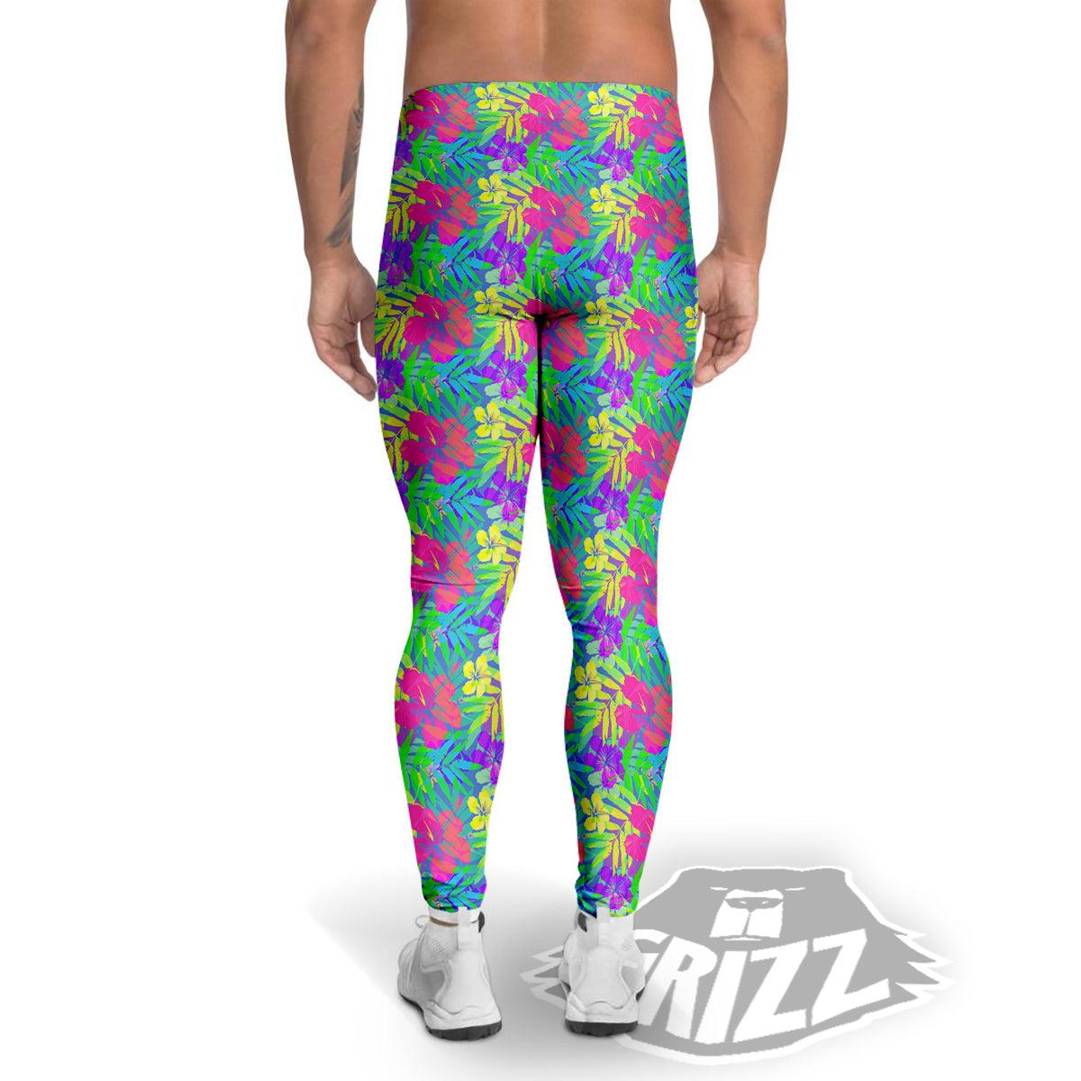 Frangipani Colorful Print Pattern Men's Leggings-grizzshop