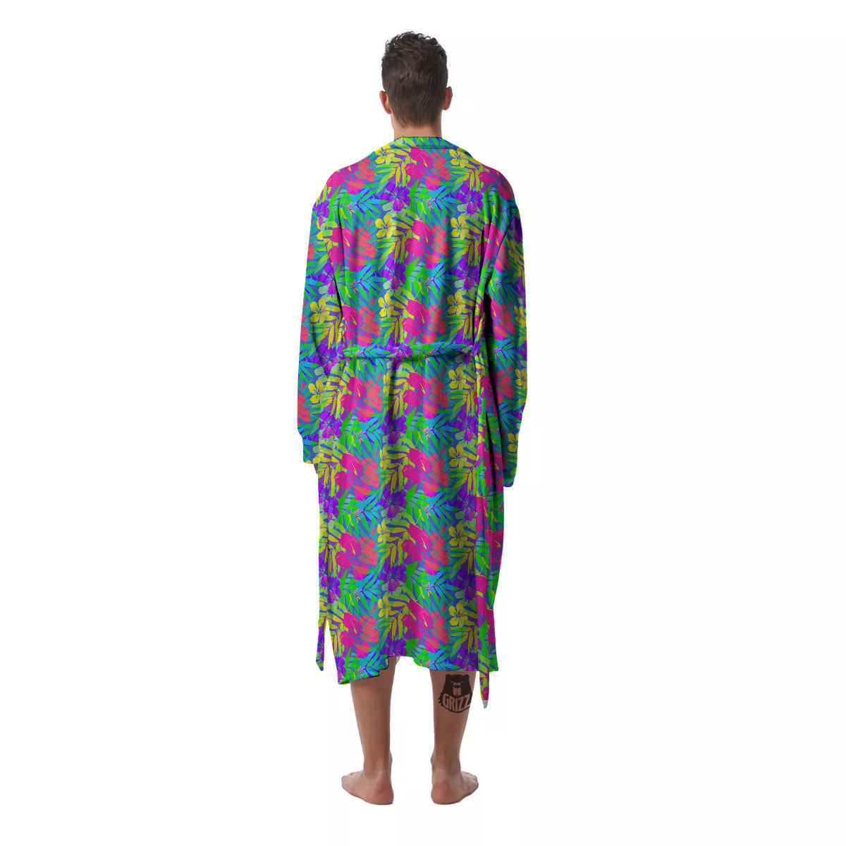 Frangipani Colorful Print Pattern Men's Robe-grizzshop